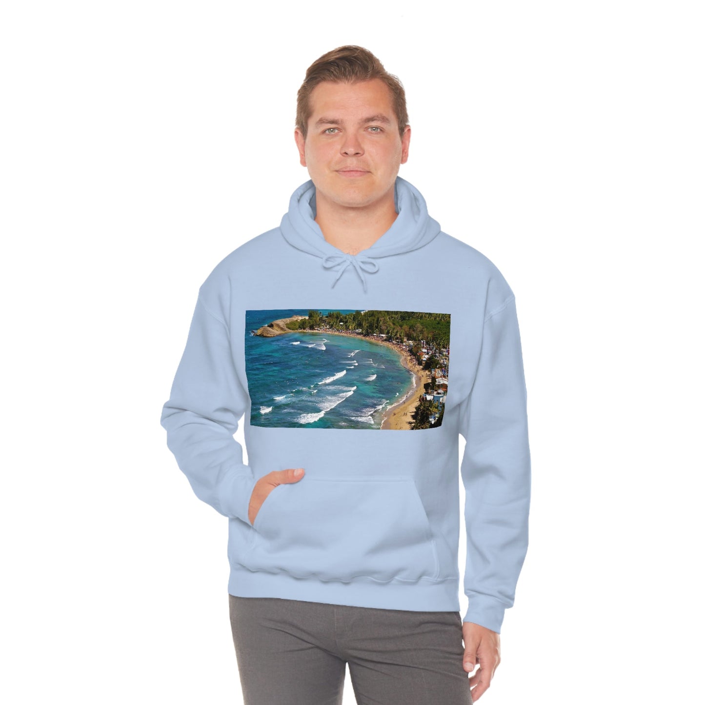 GILDAN 18500 Unisex Heavy Blend Hooded Sweatshirt - keep warm - Awesome RINCON Beach In Puerto Rico - Surfing, Food, Lodging, Fun - Green Forest Home