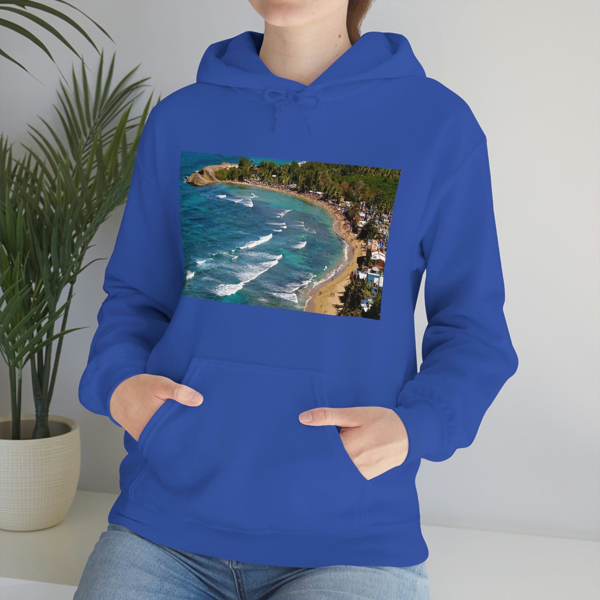 GILDAN 18500 Unisex Heavy Blend Hooded Sweatshirt - keep warm - Awesome RINCON Beach In Puerto Rico - Surfing, Food, Lodging, Fun - Green Forest Home