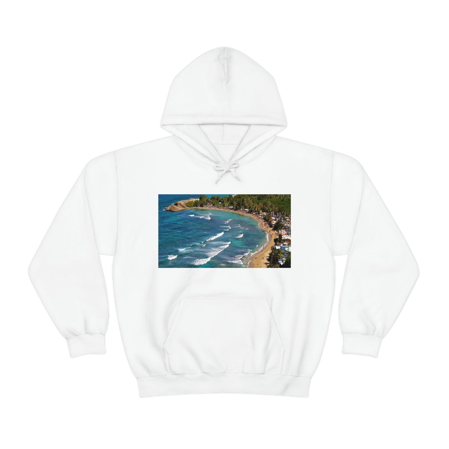 GILDAN 18500 Unisex Heavy Blend Hooded Sweatshirt - keep warm - Awesome RINCON Beach In Puerto Rico - Surfing, Food, Lodging, Fun - Green Forest Home