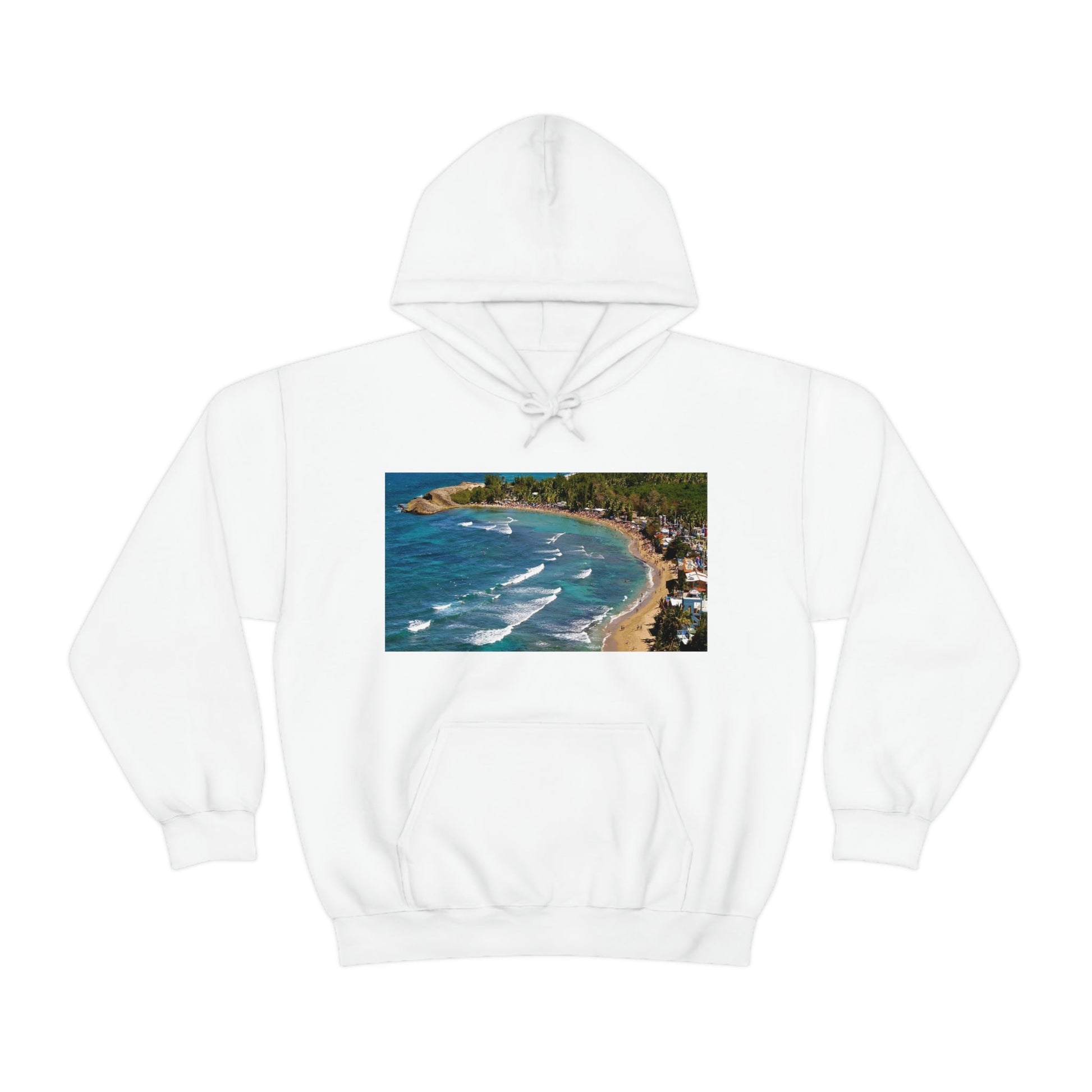 GILDAN 18500 Unisex Heavy Blend Hooded Sweatshirt - keep warm - Awesome RINCON Beach In Puerto Rico - Surfing, Food, Lodging, Fun - Green Forest Home