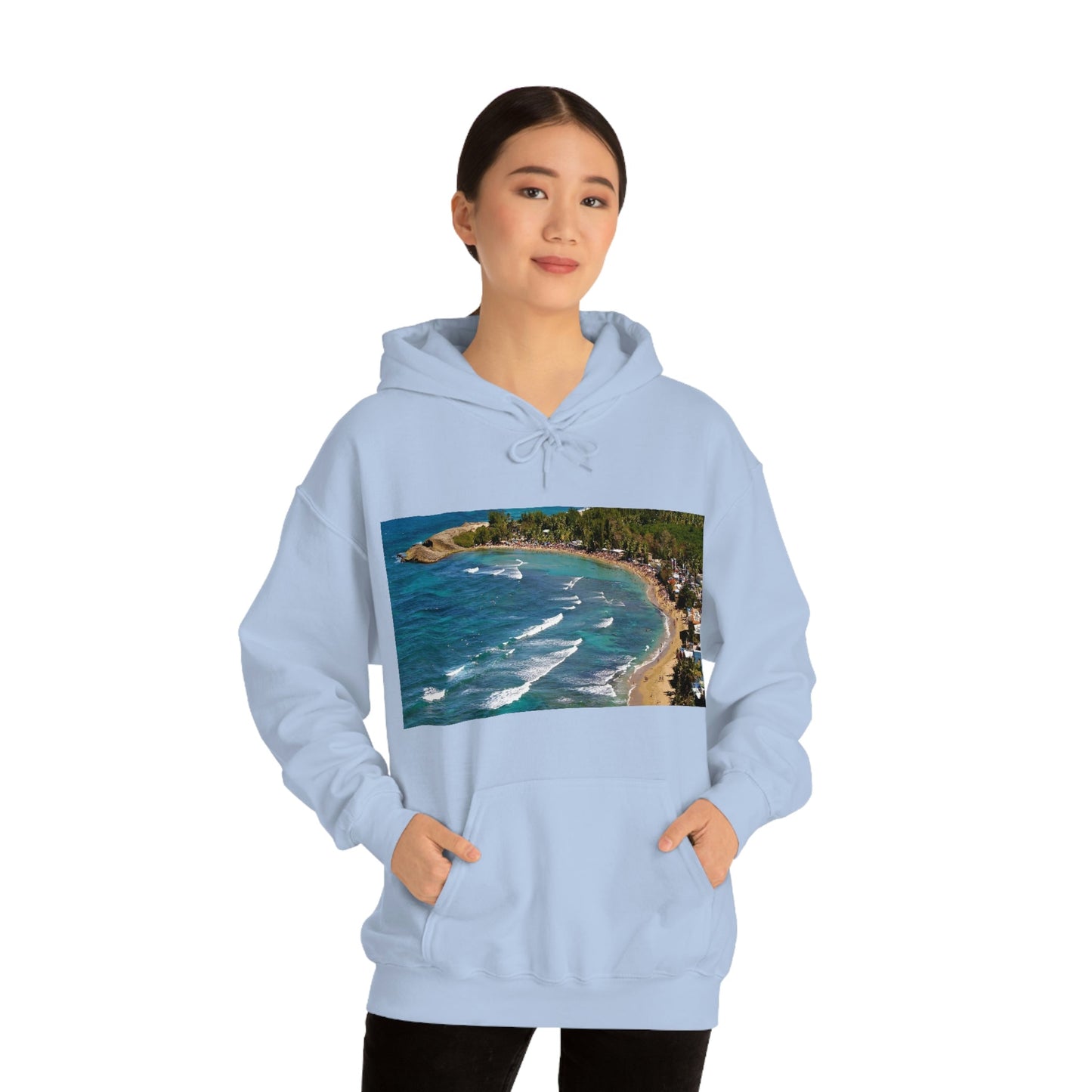 GILDAN 18500 Unisex Heavy Blend Hooded Sweatshirt - keep warm - Awesome RINCON Beach In Puerto Rico - Surfing, Food, Lodging, Fun - Green Forest Home