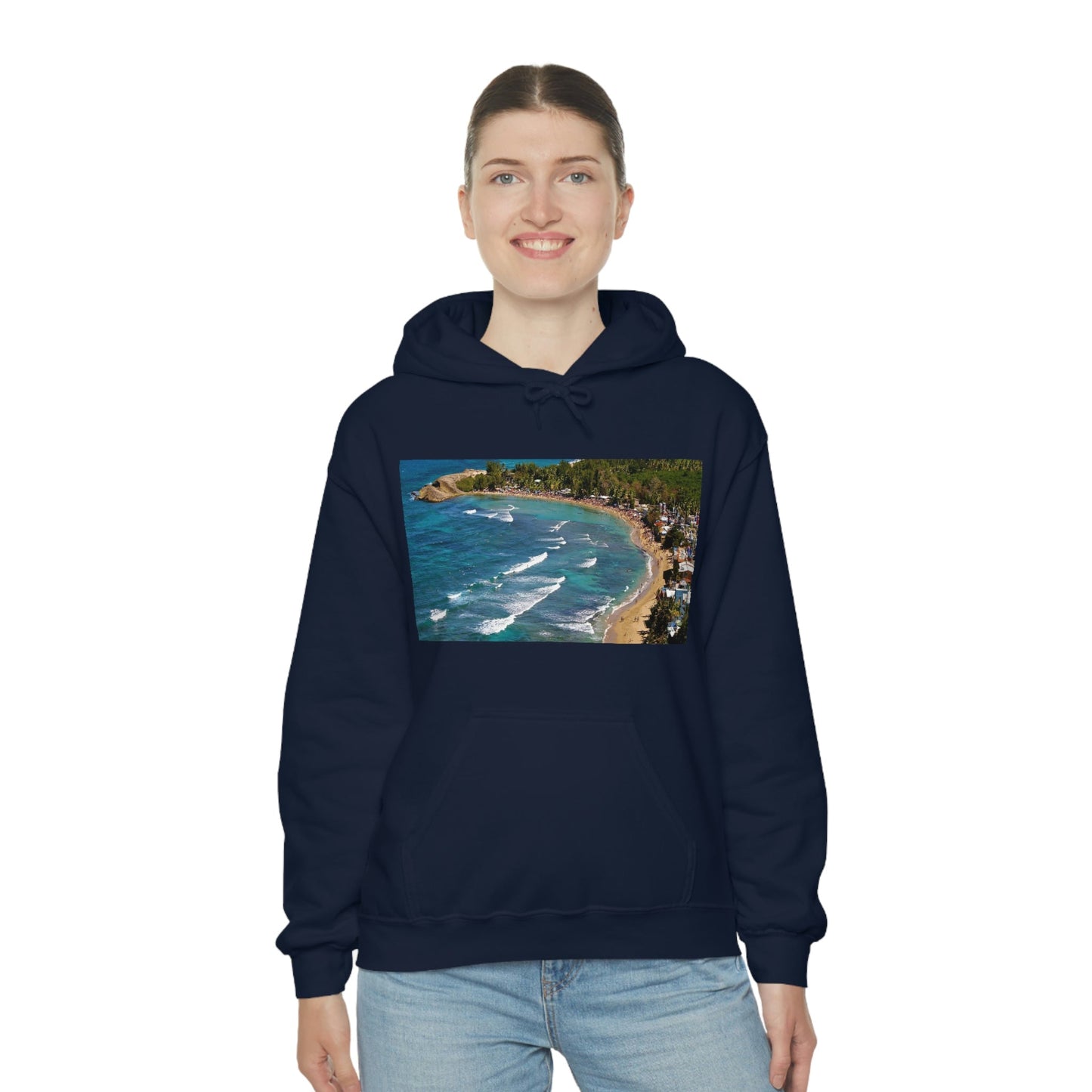 GILDAN 18500 Unisex Heavy Blend Hooded Sweatshirt - keep warm - Awesome RINCON Beach In Puerto Rico - Surfing, Food, Lodging, Fun - Green Forest Home