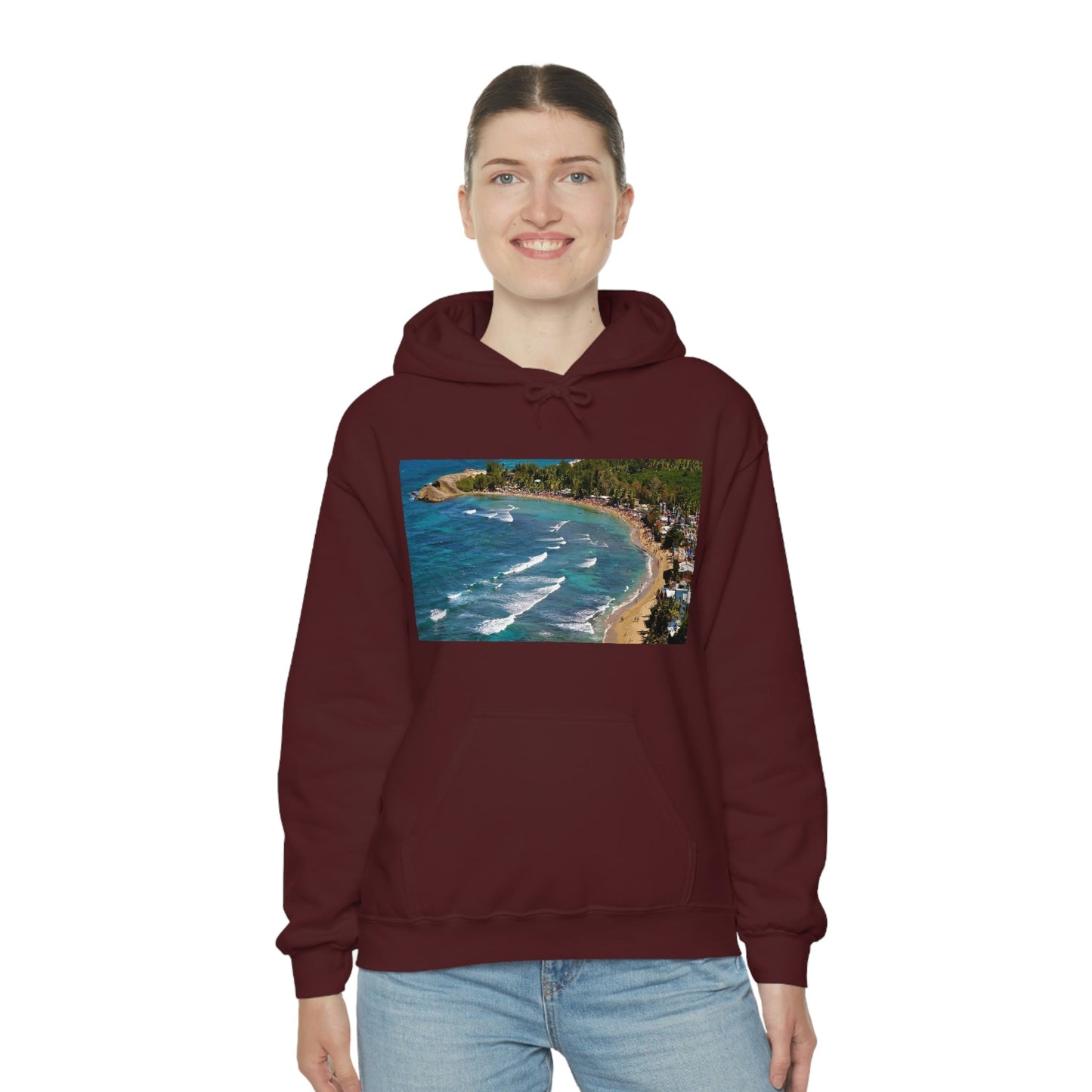 GILDAN 18500 Unisex Heavy Blend Hooded Sweatshirt - keep warm - Awesome RINCON Beach In Puerto Rico - Surfing, Food, Lodging, Fun - Green Forest Home