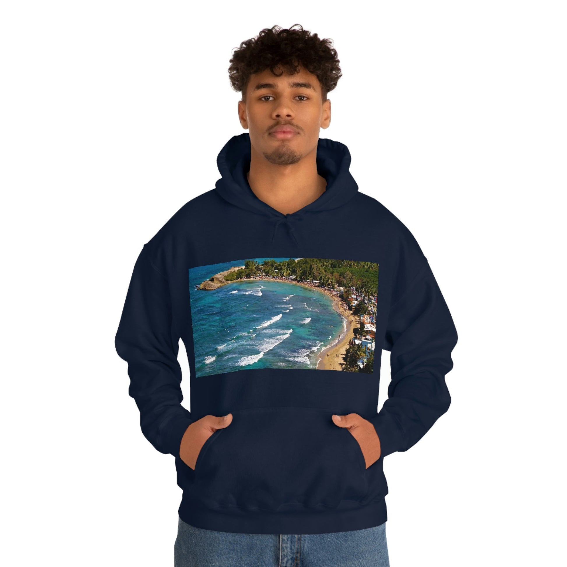 GILDAN 18500 Unisex Heavy Blend Hooded Sweatshirt - keep warm - Awesome RINCON Beach In Puerto Rico - Surfing, Food, Lodging, Fun - Green Forest Home