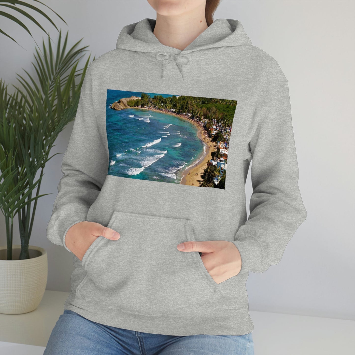 GILDAN 18500 Unisex Heavy Blend Hooded Sweatshirt - keep warm - Awesome RINCON Beach In Puerto Rico - Surfing, Food, Lodging, Fun - Green Forest Home