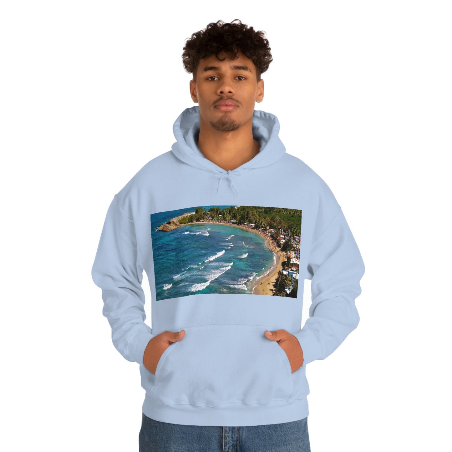 GILDAN 18500 Unisex Heavy Blend Hooded Sweatshirt - keep warm - Awesome RINCON Beach In Puerto Rico - Surfing, Food, Lodging, Fun - Green Forest Home