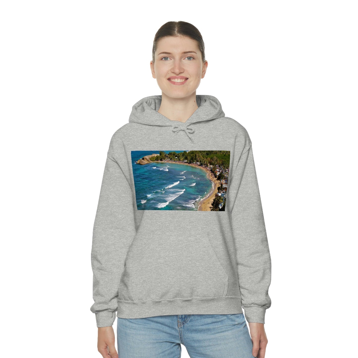 GILDAN 18500 Unisex Heavy Blend Hooded Sweatshirt - keep warm - Awesome RINCON Beach In Puerto Rico - Surfing, Food, Lodging, Fun - Green Forest Home