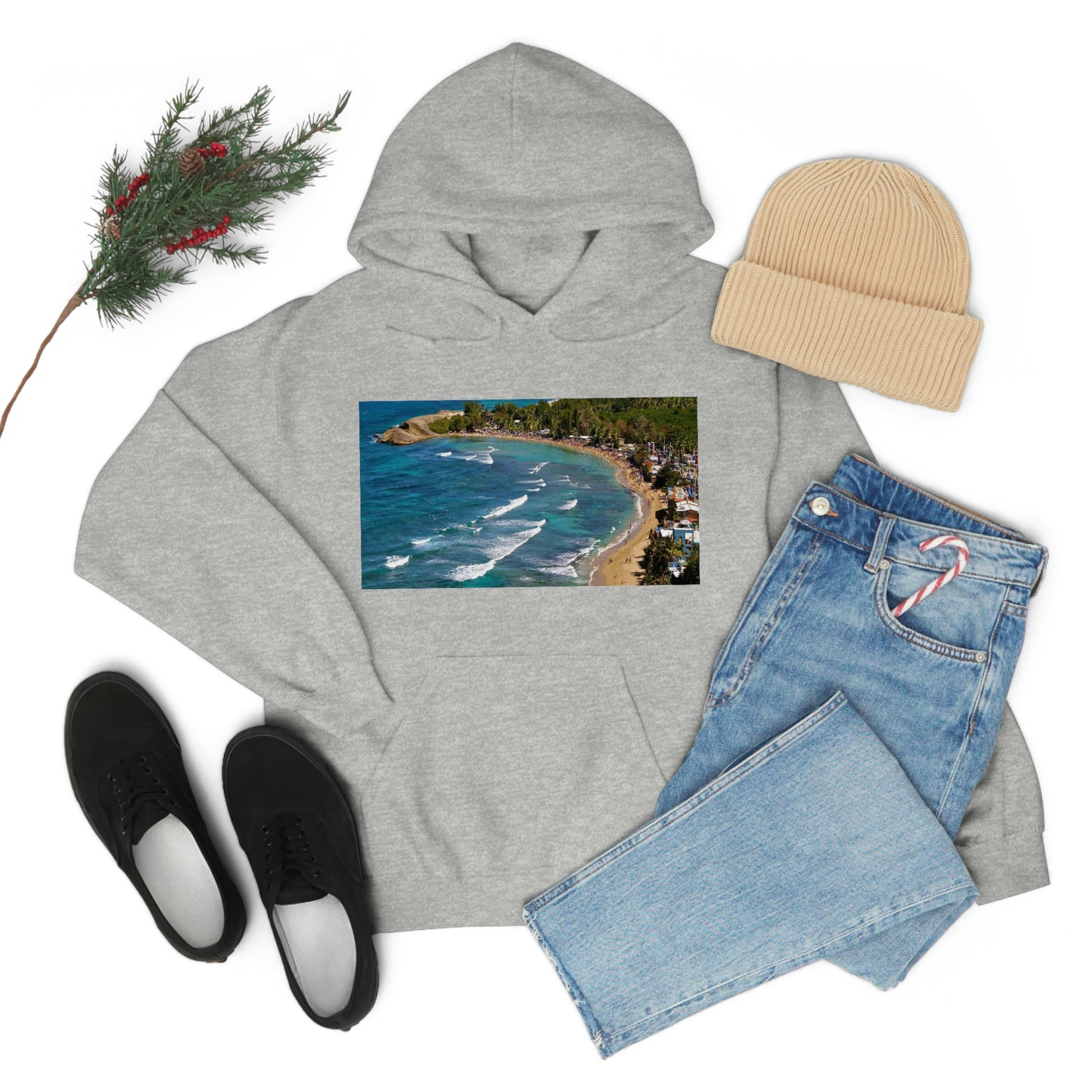 GILDAN 18500 Unisex Heavy Blend Hooded Sweatshirt - keep warm - Awesome RINCON Beach In Puerto Rico - Surfing, Food, Lodging, Fun - Green Forest Home