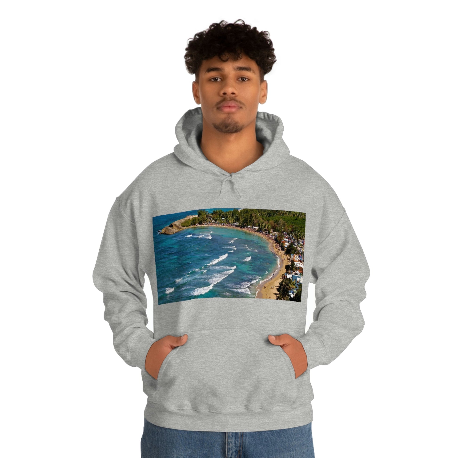 GILDAN 18500 Unisex Heavy Blend Hooded Sweatshirt - keep warm - Awesome RINCON Beach In Puerto Rico - Surfing, Food, Lodging, Fun - Green Forest Home