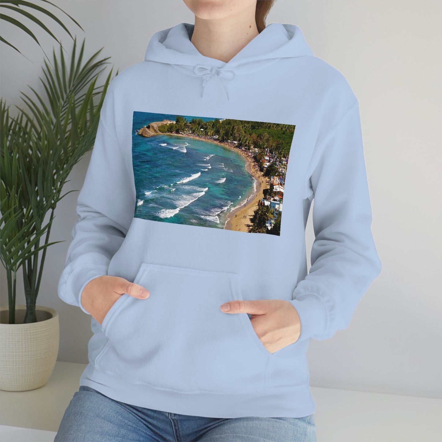 GILDAN 18500 Unisex Heavy Blend Hooded Sweatshirt - keep warm - Awesome RINCON Beach In Puerto Rico - Surfing, Food, Lodging, Fun - Green Forest Home