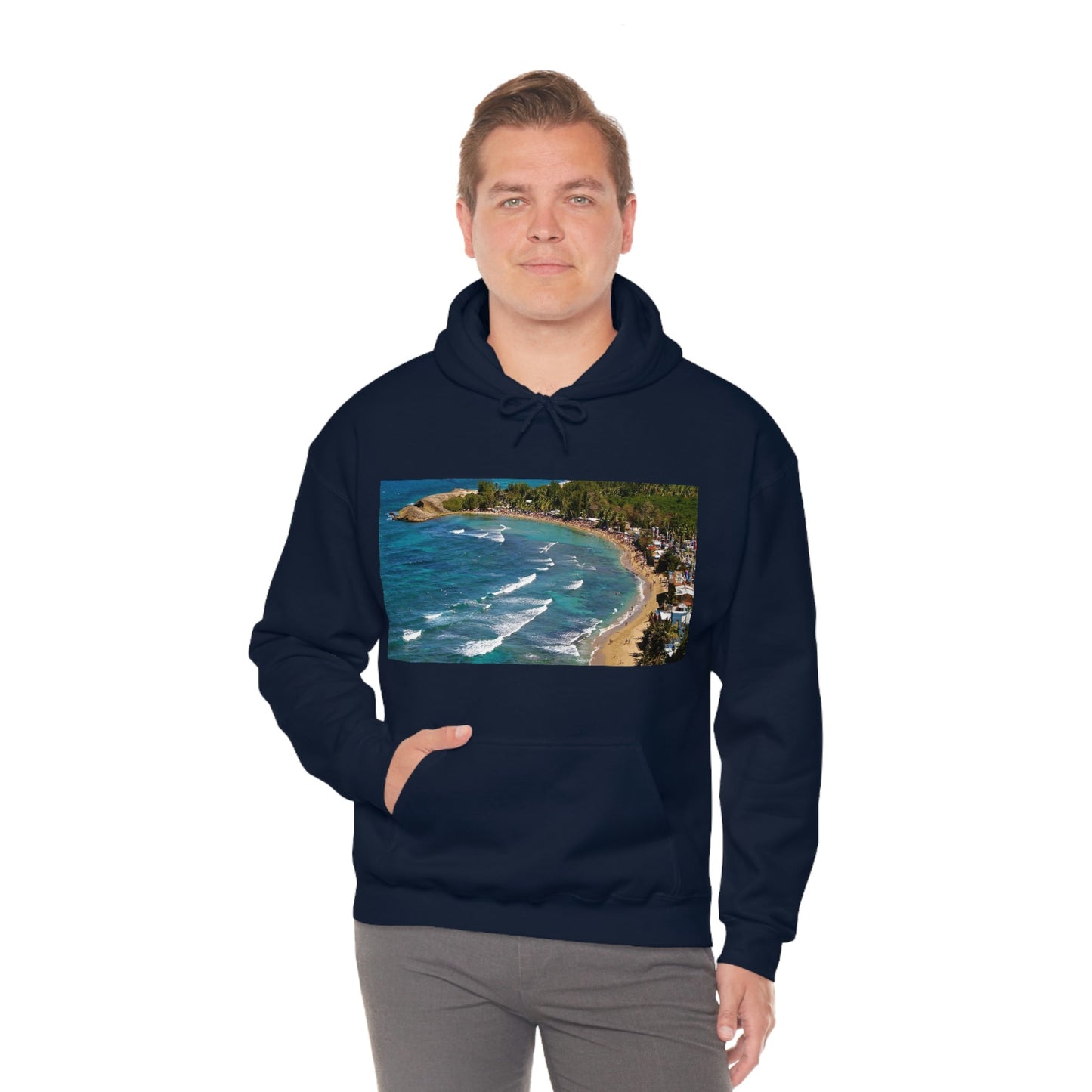 GILDAN 18500 Unisex Heavy Blend Hooded Sweatshirt - keep warm - Awesome RINCON Beach In Puerto Rico - Surfing, Food, Lodging, Fun - Green Forest Home