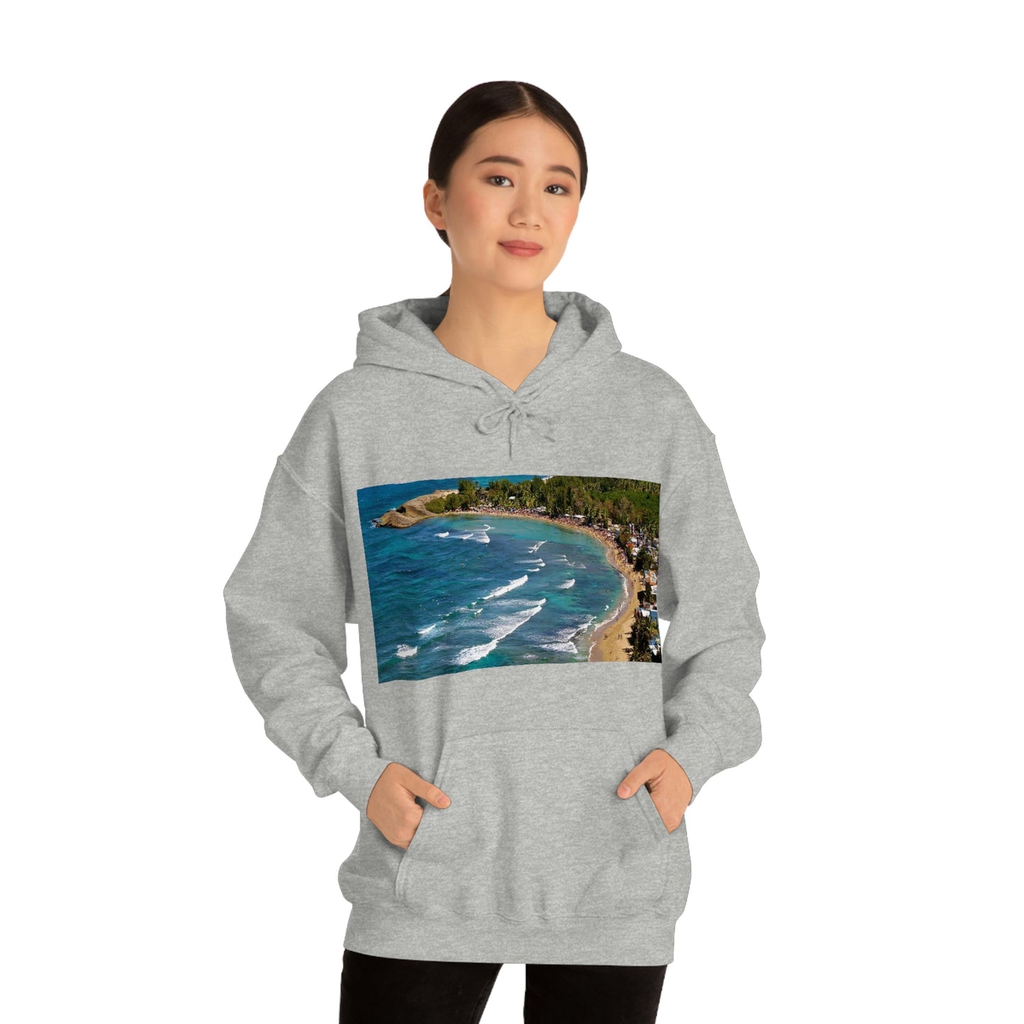 GILDAN 18500 Unisex Heavy Blend Hooded Sweatshirt - keep warm - Awesome RINCON Beach In Puerto Rico - Surfing, Food, Lodging, Fun - Green Forest Home