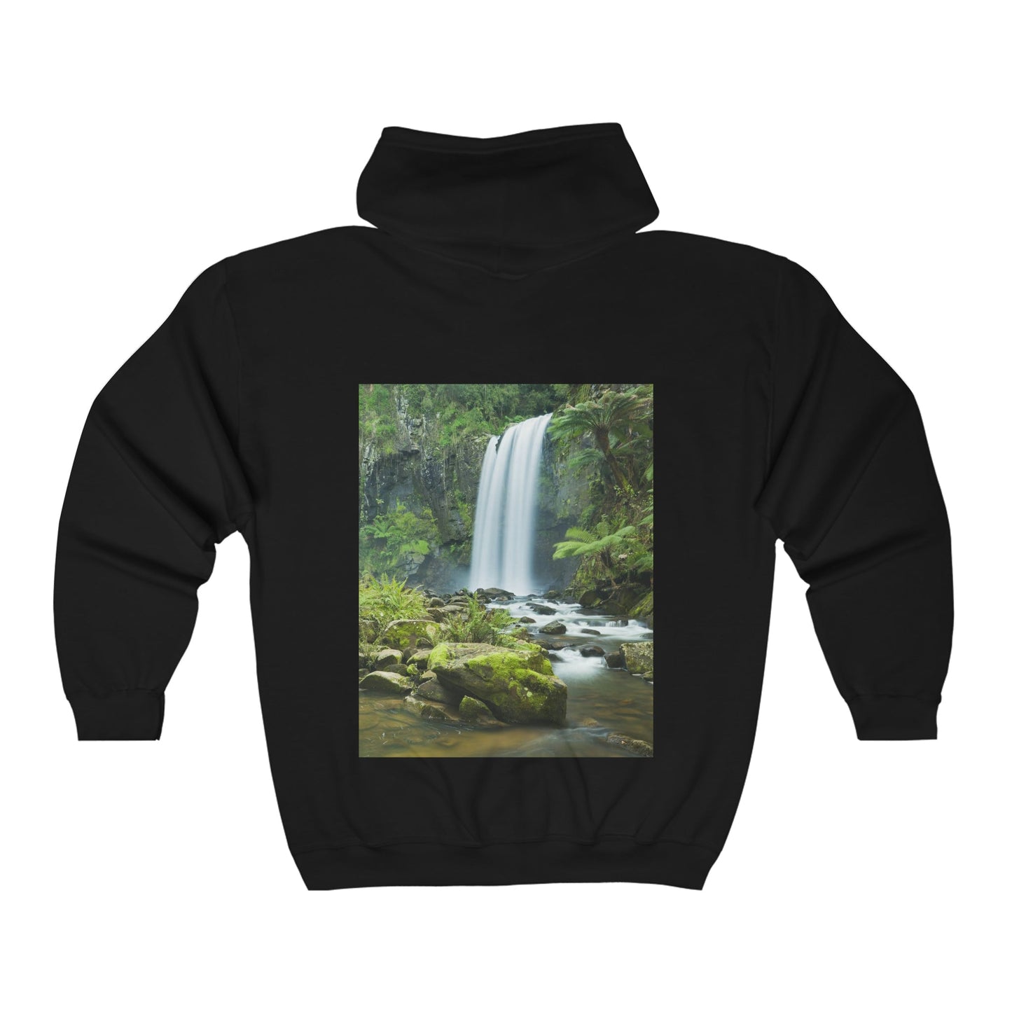 GILDAN AU Print - UNISEX Heavy Blend™ Full Zip Hooded Sweatshirt - Hopetoun Falls - Great Otway National-Park in Victoria, back The Three Sisters, Blue Mountains, New South Wales Australia - Printed in AU by The Print Bar - Green Forest Home