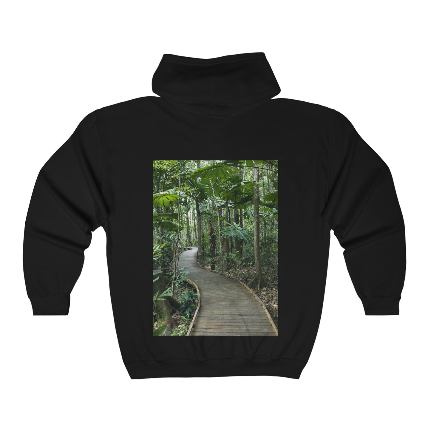 GILDAN AU Print - UNISEX Heavy Blend™ Full Zip Hooded Sweatshirt - Surfers Paradise in Gold Coast, Back Daintree rainforest Australia - Printed in AU by The Print Bar - Green Forest Home