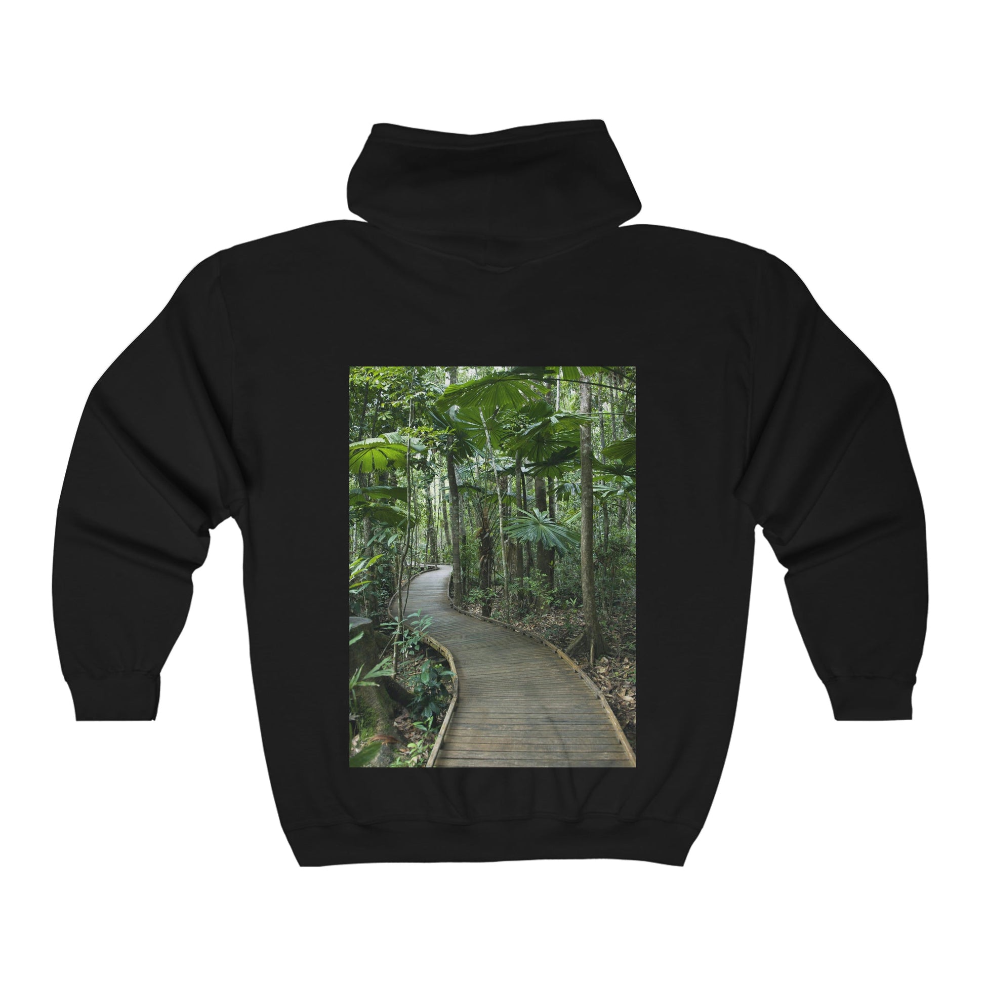 GILDAN AU Print - UNISEX Heavy Blend™ Full Zip Hooded Sweatshirt - Surfers Paradise in Gold Coast, Back Daintree rainforest Australia - Printed in AU by The Print Bar - Green Forest Home