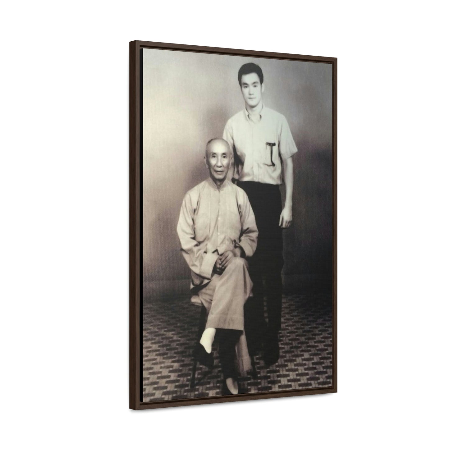 GREAT CHINA COLLECTION - Vertical Framed Premium Gallery Wrap Canvas - YIP Man and Bruce Lee - Martials Arts Master - made famous by his disciple Bruce Lee - Green Forest Home