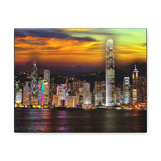 HONG KONG - SMALL Canvas Gallery Wraps - View of the skyscrapers of Hong Kong from Kowloon island - HK - Green Forest Home