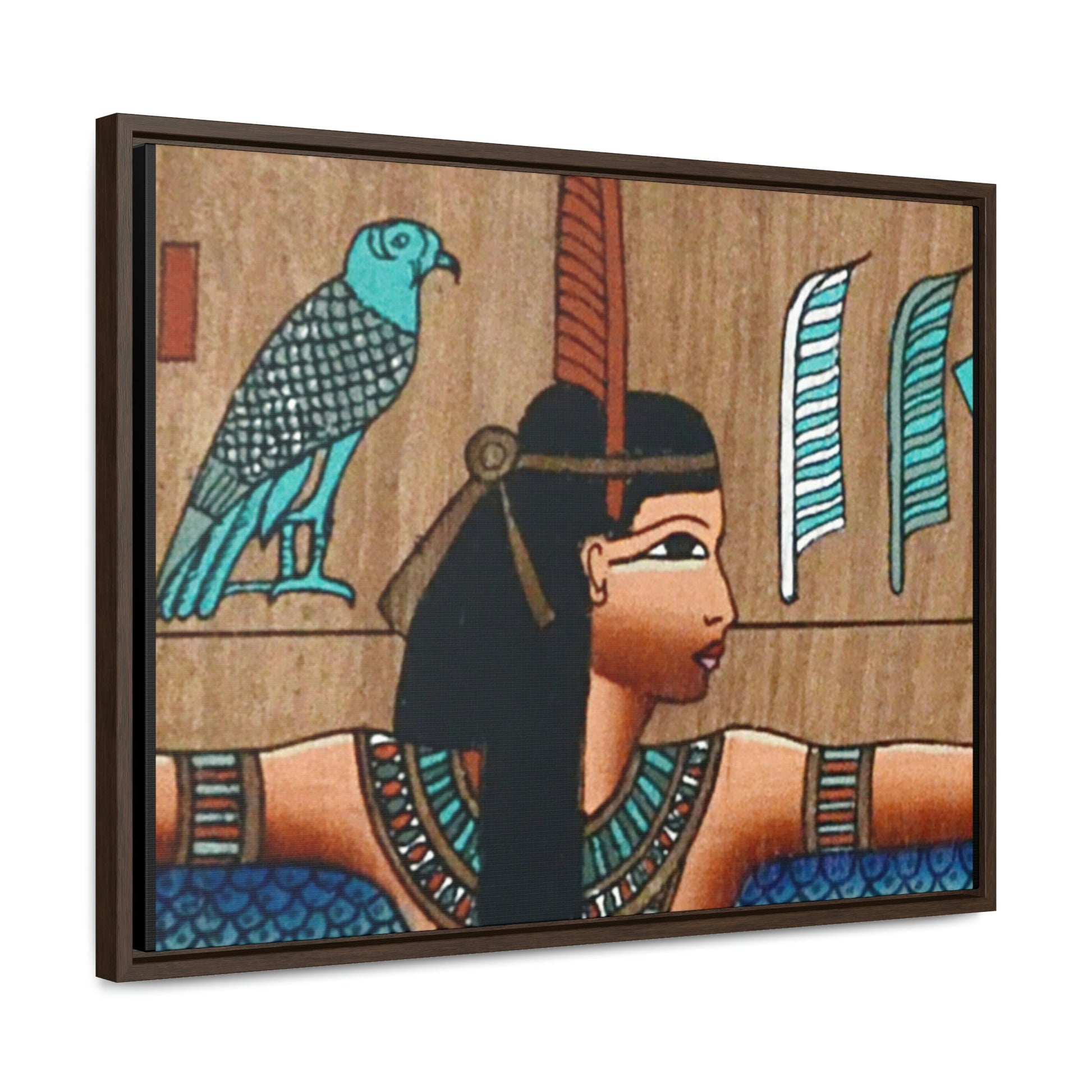 Horizontal Framed Premium Gallery Wrap Canvas - Ancient papyrus with Goddess Isis - Egypt - Ancient religions - Green Forest Home