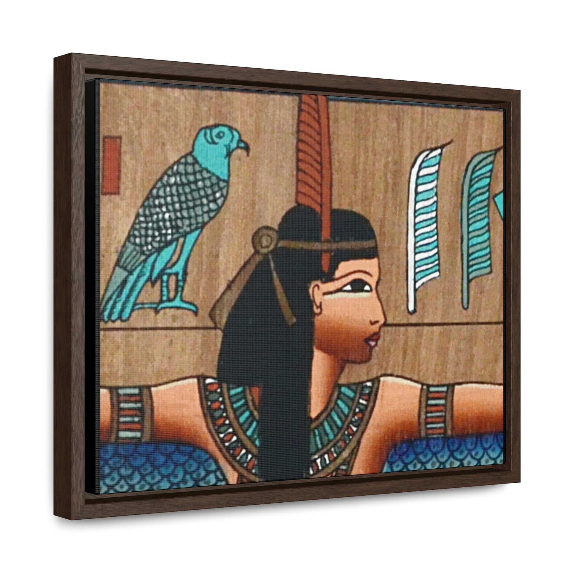 Horizontal Framed Premium Gallery Wrap Canvas - Ancient papyrus with Goddess Isis - Egypt - Ancient religions - Green Forest Home