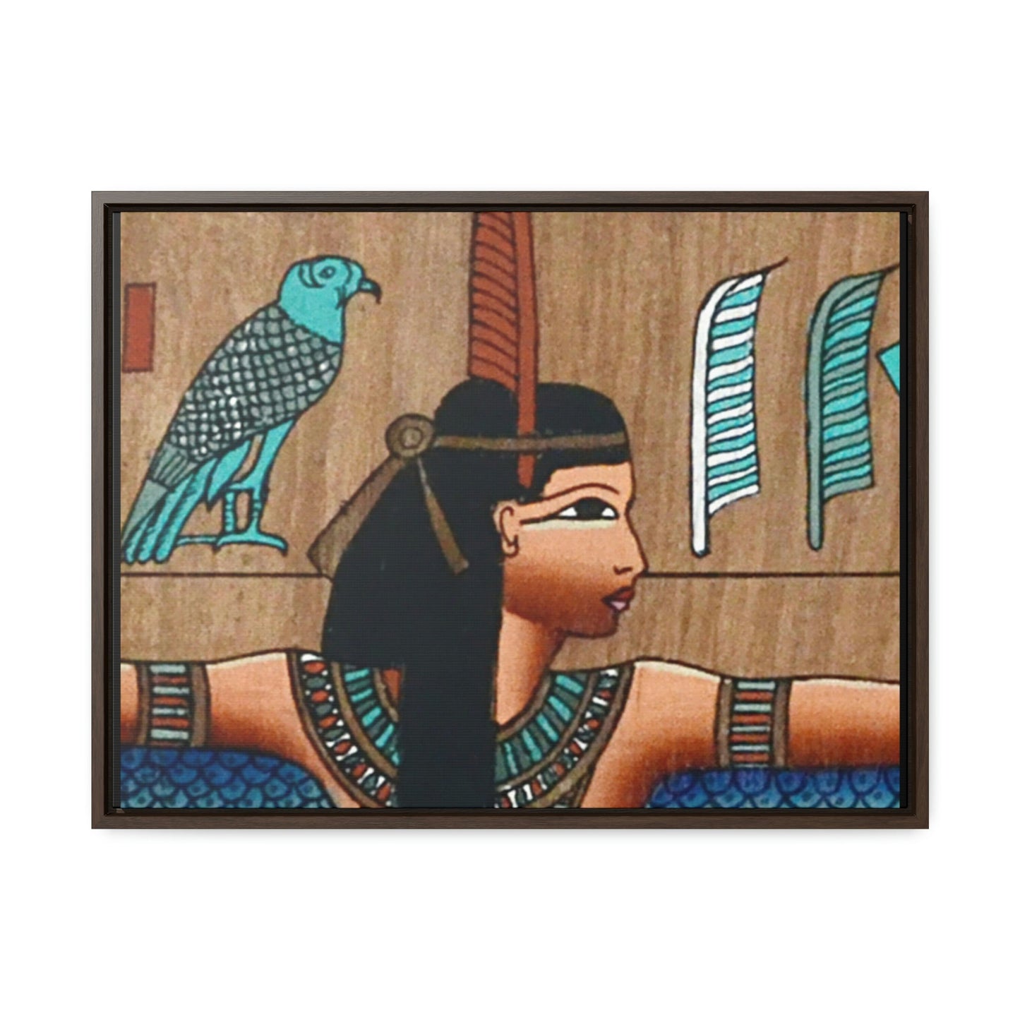 Horizontal Framed Premium Gallery Wrap Canvas - Ancient papyrus with Goddess Isis - Egypt - Ancient religions - Green Forest Home