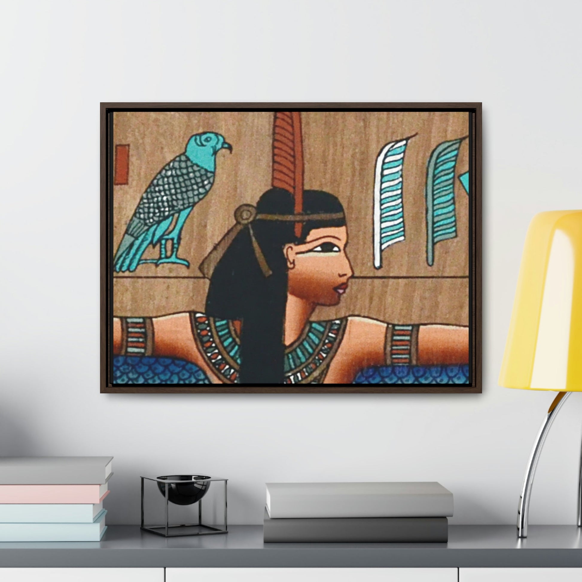 Horizontal Framed Premium Gallery Wrap Canvas - Ancient papyrus with Goddess Isis - Egypt - Ancient religions - Green Forest Home