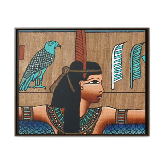 Horizontal Framed Premium Gallery Wrap Canvas - Ancient papyrus with Goddess Isis - Egypt - Ancient religions - Green Forest Home