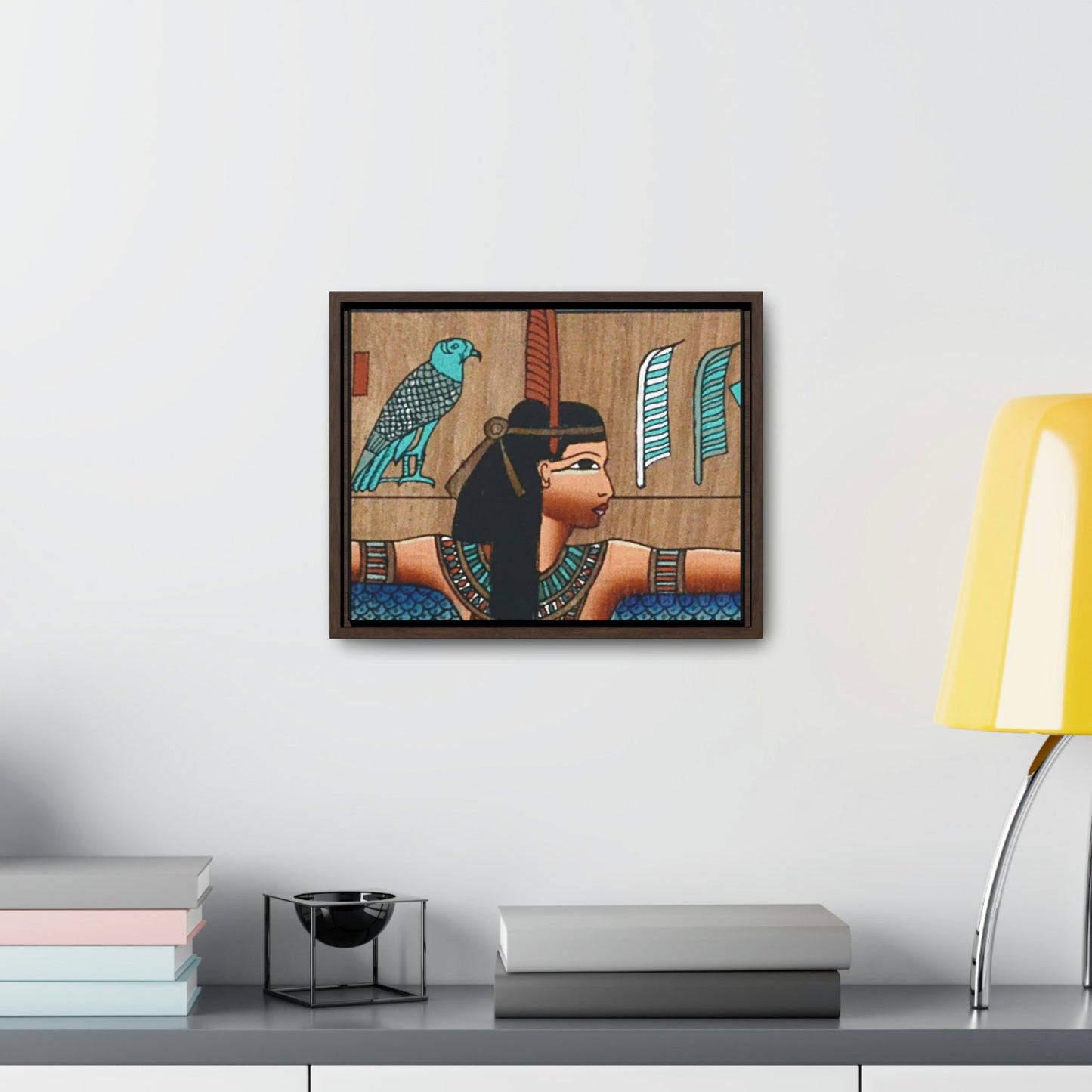 Horizontal Framed Premium Gallery Wrap Canvas - Ancient papyrus with Goddess Isis - Egypt - Ancient religions - Green Forest Home