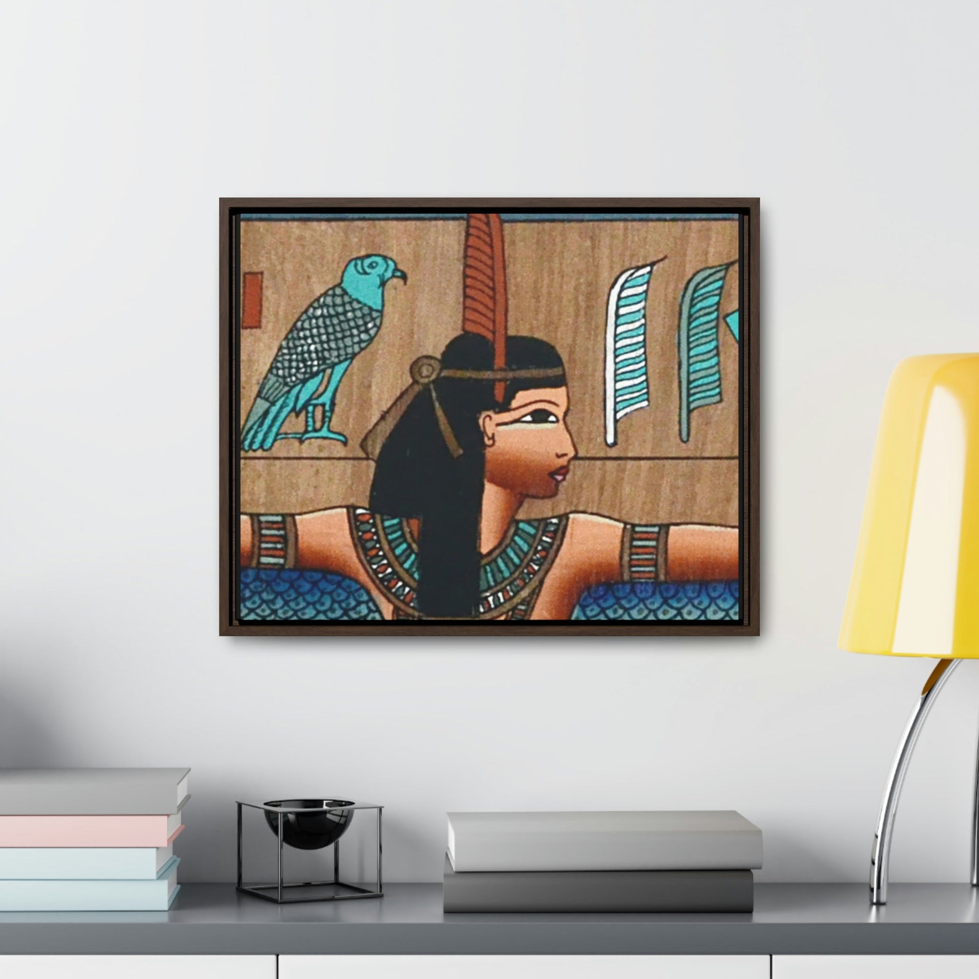 Horizontal Framed Premium Gallery Wrap Canvas - Ancient papyrus with Goddess Isis - Egypt - Ancient religions - Green Forest Home