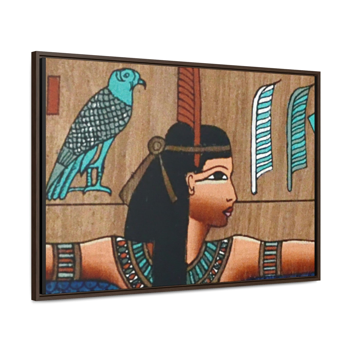 Horizontal Framed Premium Gallery Wrap Canvas - Ancient papyrus with Goddess Isis - Egypt - Ancient religions - Green Forest Home