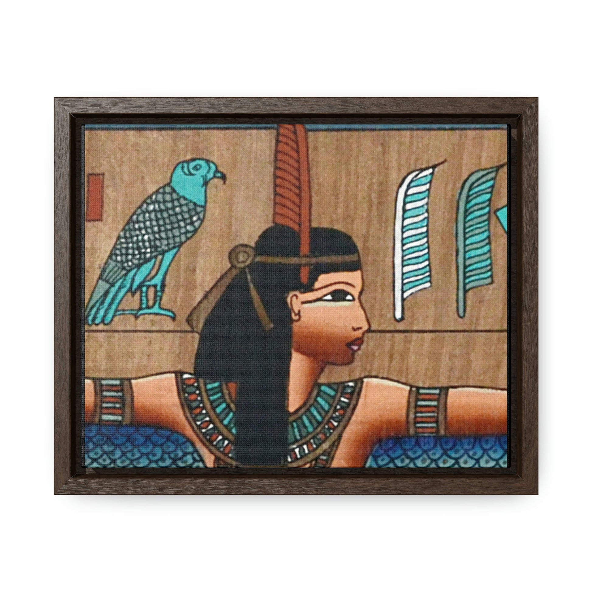 Horizontal Framed Premium Gallery Wrap Canvas - Ancient papyrus with Goddess Isis - Egypt - Ancient religions - Green Forest Home