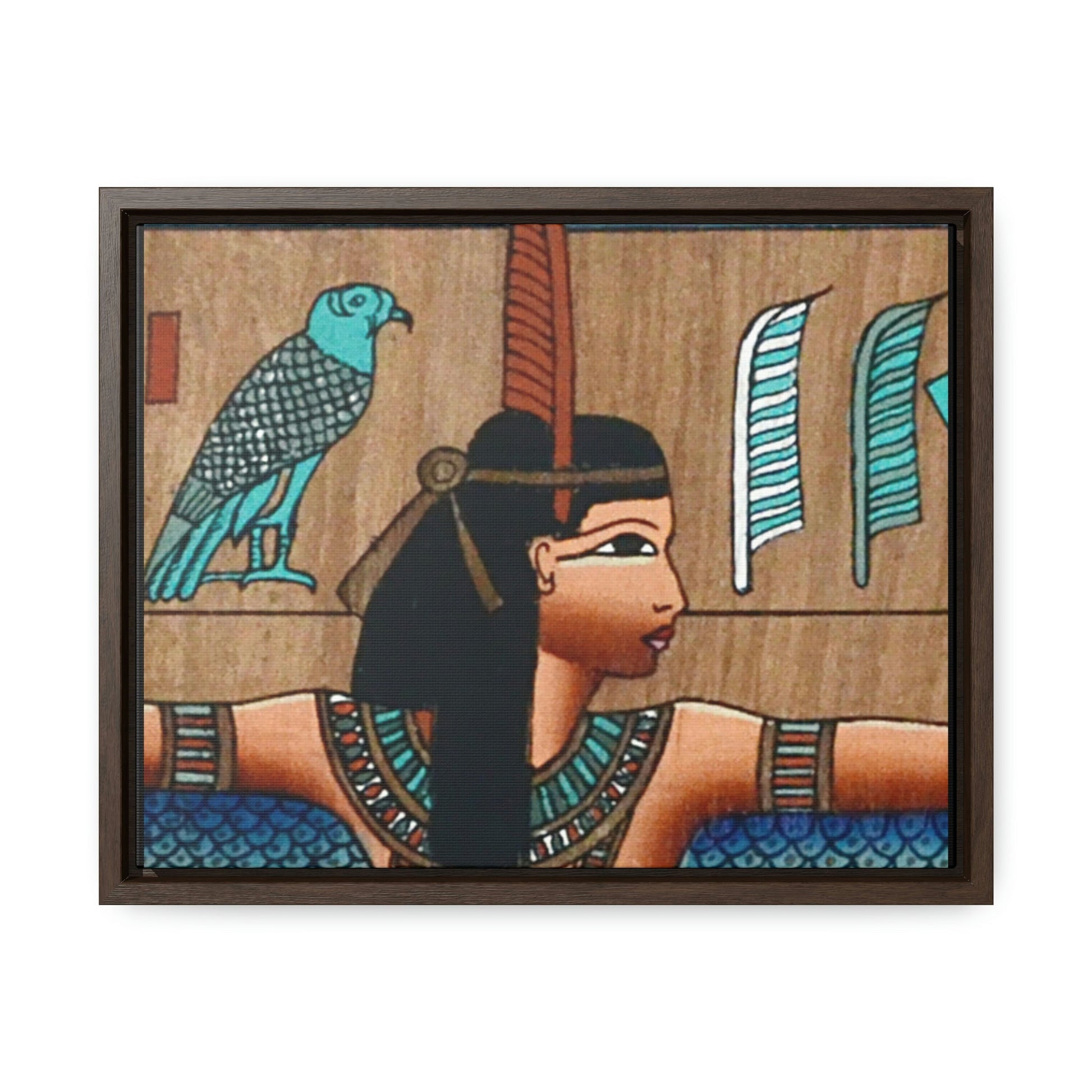 Horizontal Framed Premium Gallery Wrap Canvas - Ancient papyrus with Goddess Isis - Egypt - Ancient religions - Green Forest Home