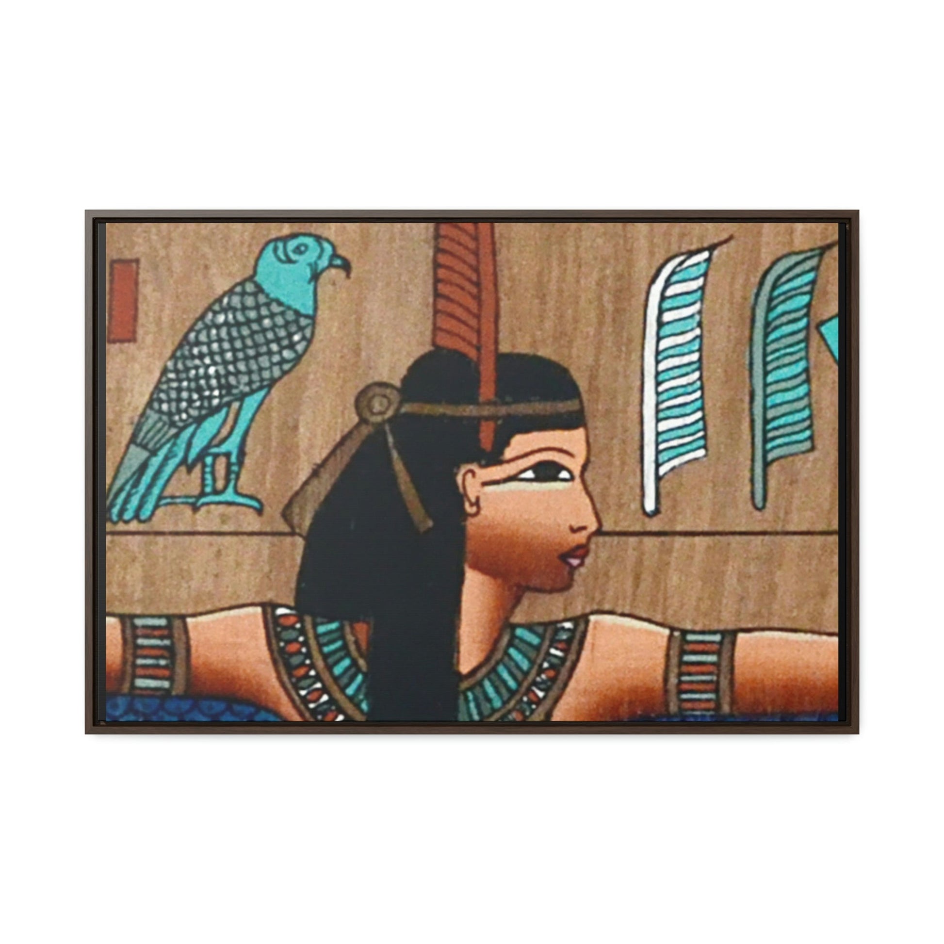 Horizontal Framed Premium Gallery Wrap Canvas - Ancient papyrus with Goddess Isis - Egypt - Ancient religions - Green Forest Home