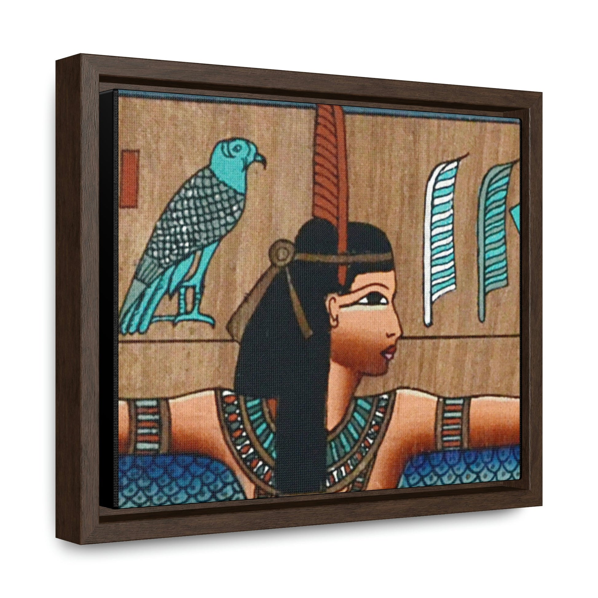 Horizontal Framed Premium Gallery Wrap Canvas - Ancient papyrus with Goddess Isis - Egypt - Ancient religions - Green Forest Home