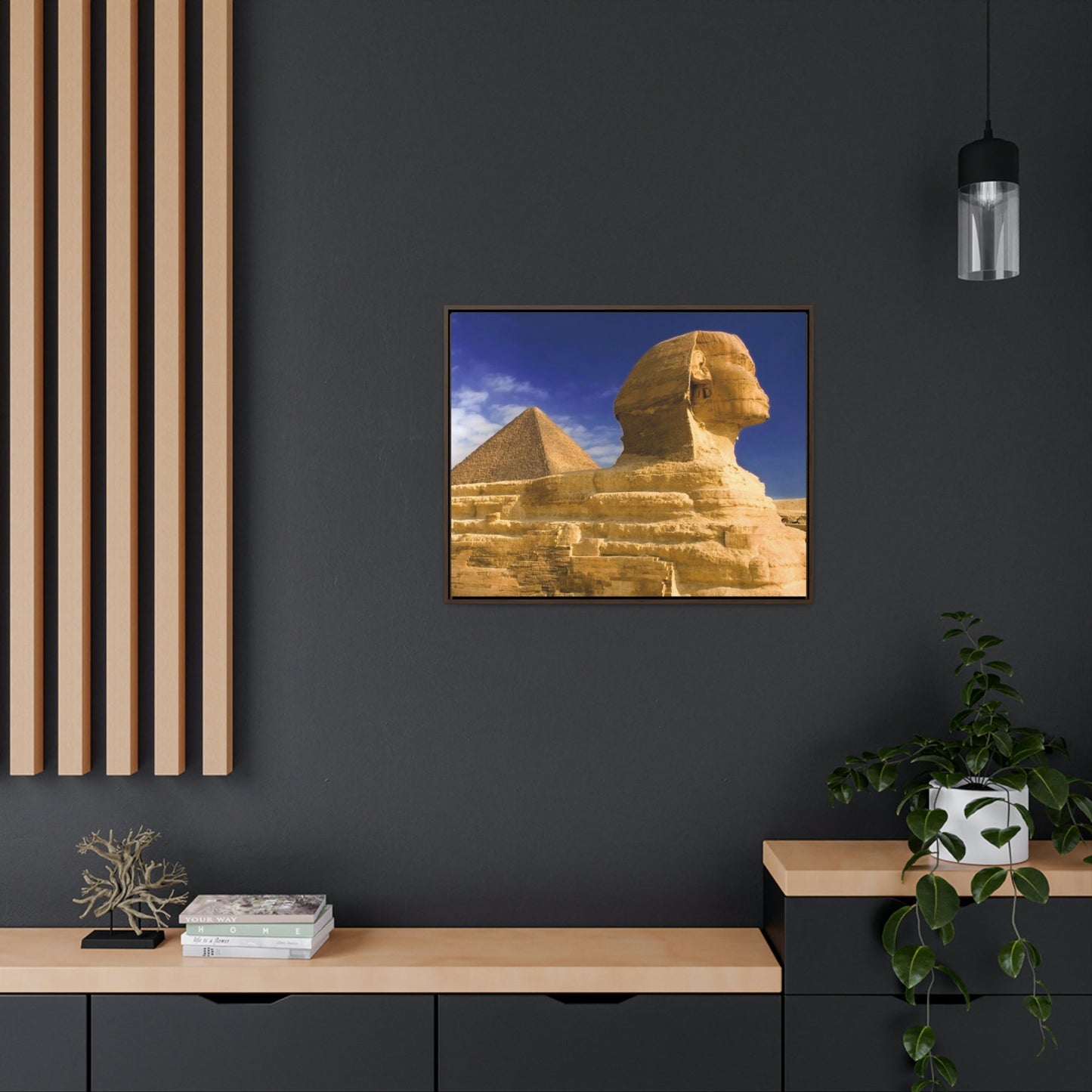 Horizontal Framed Premium Gallery Wrap Canvas - Closeup to The Great Sphinx of Giza - Egypt - Ancient religions - Green Forest Home