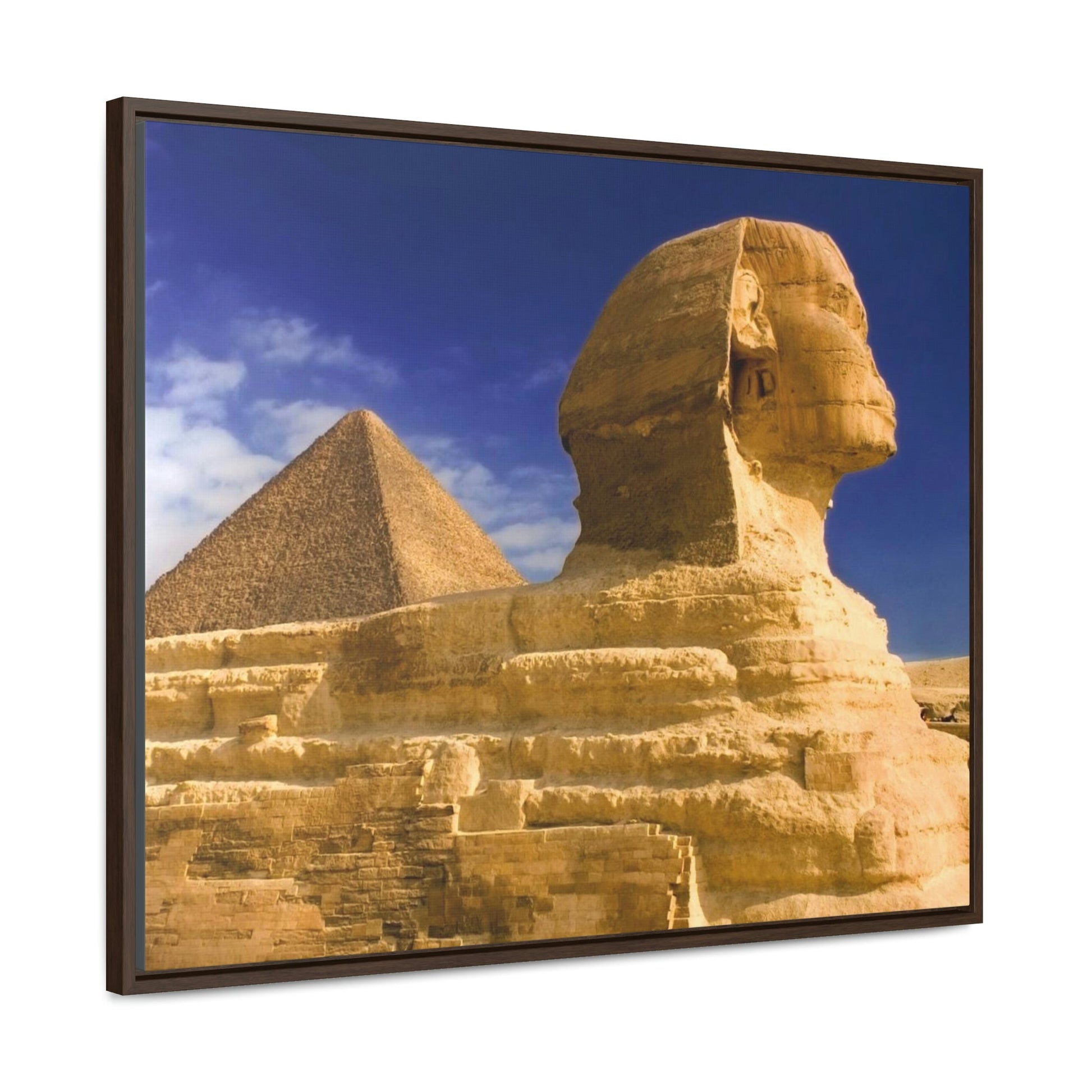 Horizontal Framed Premium Gallery Wrap Canvas - Closeup to The Great Sphinx of Giza - Egypt - Ancient religions - Green Forest Home