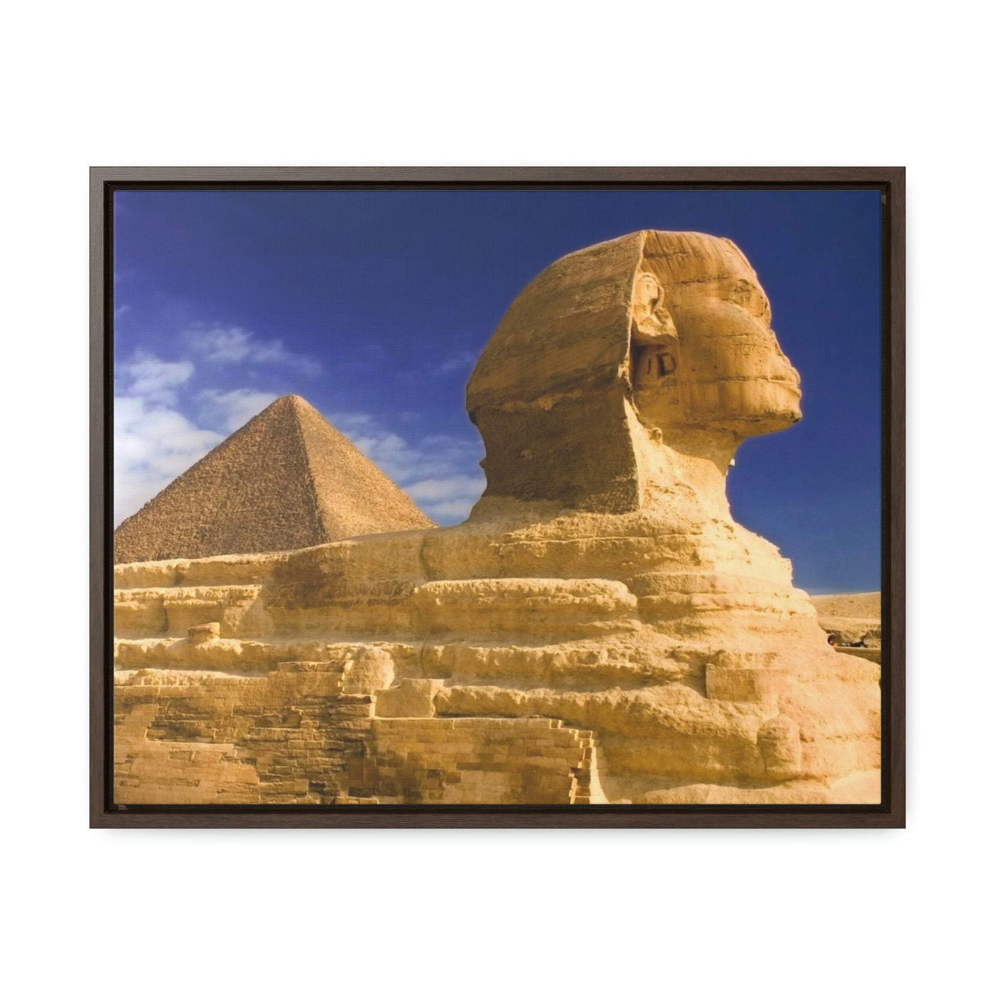 Horizontal Framed Premium Gallery Wrap Canvas - Closeup to The Great Sphinx of Giza - Egypt - Ancient religions - Green Forest Home