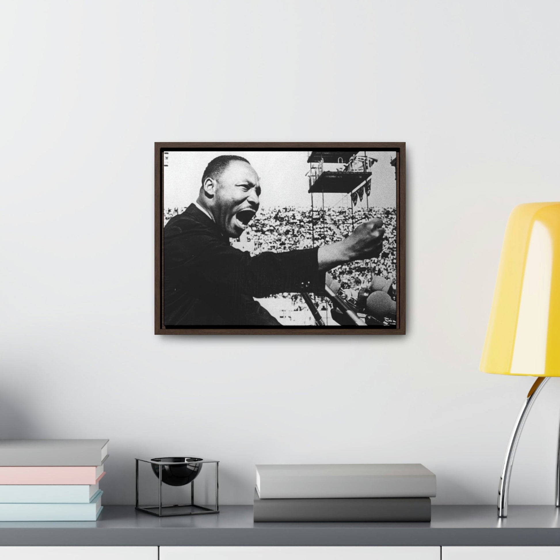 Horizontal Framed Premium Gallery Wrap Canvas - MARTIN LUTHER KING JR - IN CELEBRATION OF MAY 17 1957 MLK SPEECH - "GIVE US THE BALLOT" ADDRESS DELIVERED AT THE PRAYER PILGRIMAGE FOR FREEDOM IN WA. DC. - Green Forest Home