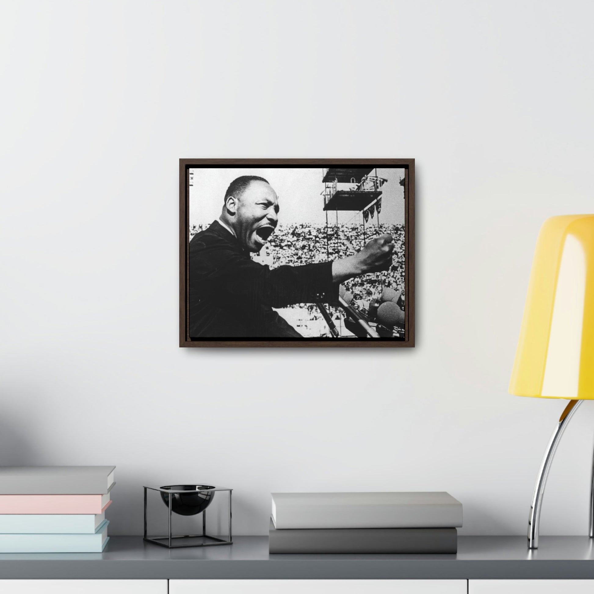 Horizontal Framed Premium Gallery Wrap Canvas - MARTIN LUTHER KING JR - IN CELEBRATION OF MAY 17 1957 MLK SPEECH - "GIVE US THE BALLOT" ADDRESS DELIVERED AT THE PRAYER PILGRIMAGE FOR FREEDOM IN WA. DC. - Green Forest Home