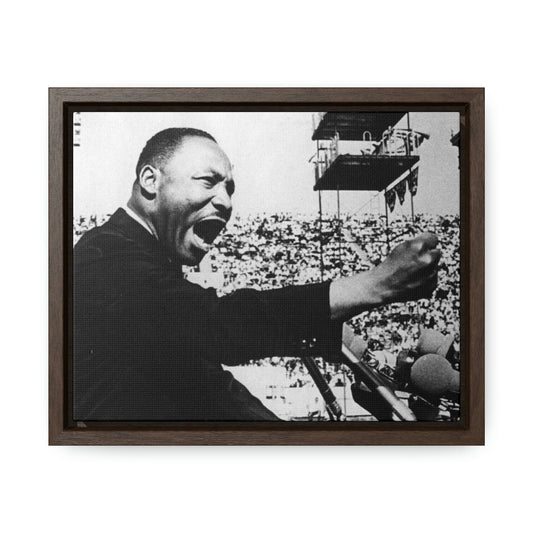 Horizontal Framed Premium Gallery Wrap Canvas - MARTIN LUTHER KING JR - IN CELEBRATION OF MAY 17 1957 MLK SPEECH - "GIVE US THE BALLOT" ADDRESS DELIVERED AT THE PRAYER PILGRIMAGE FOR FREEDOM IN WA. DC. - Green Forest Home