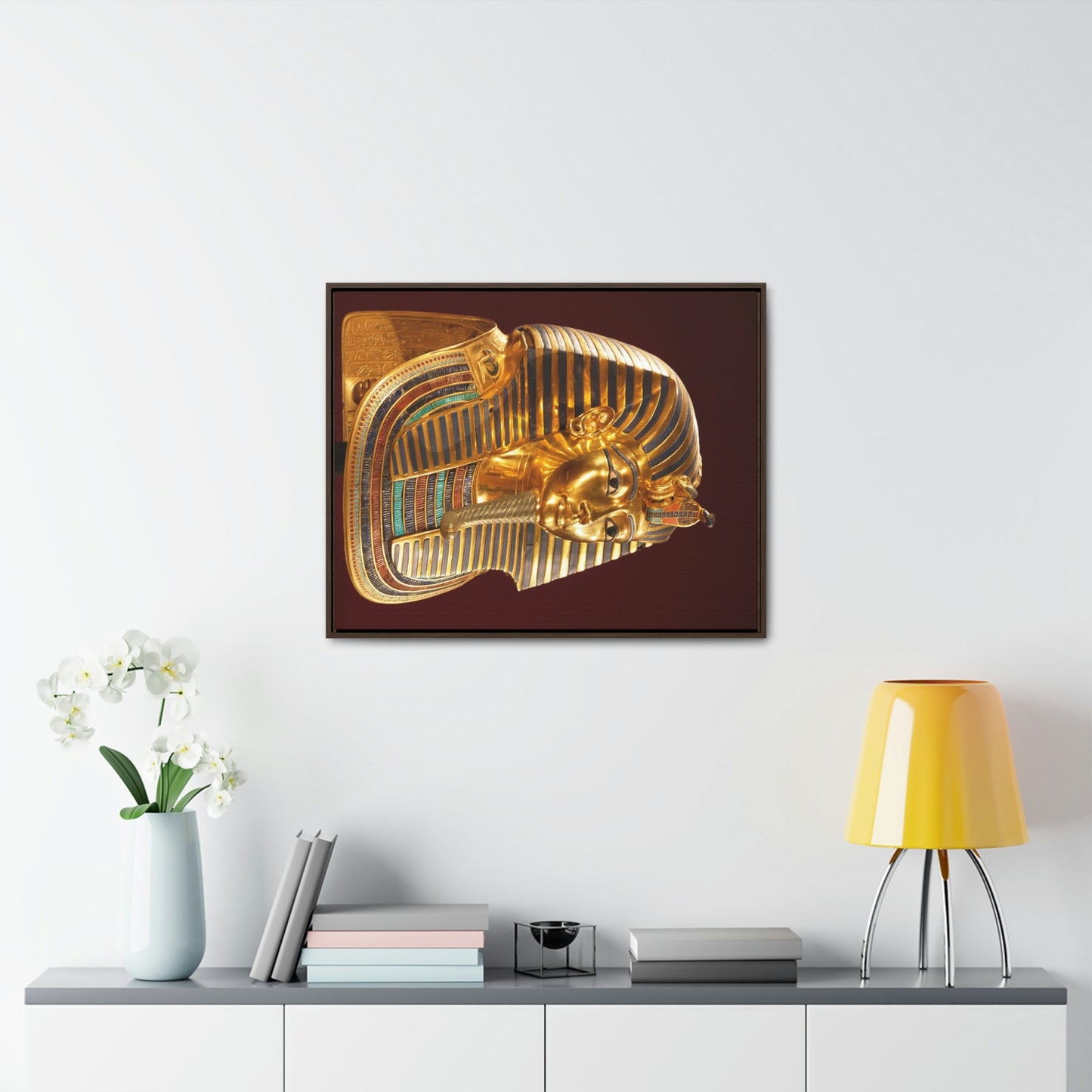 Horizontal Framed Premium Gallery Wrap Canvas - Mask of Tutankhamen Mummy - Egypt - Ancient religions - Green Forest Home