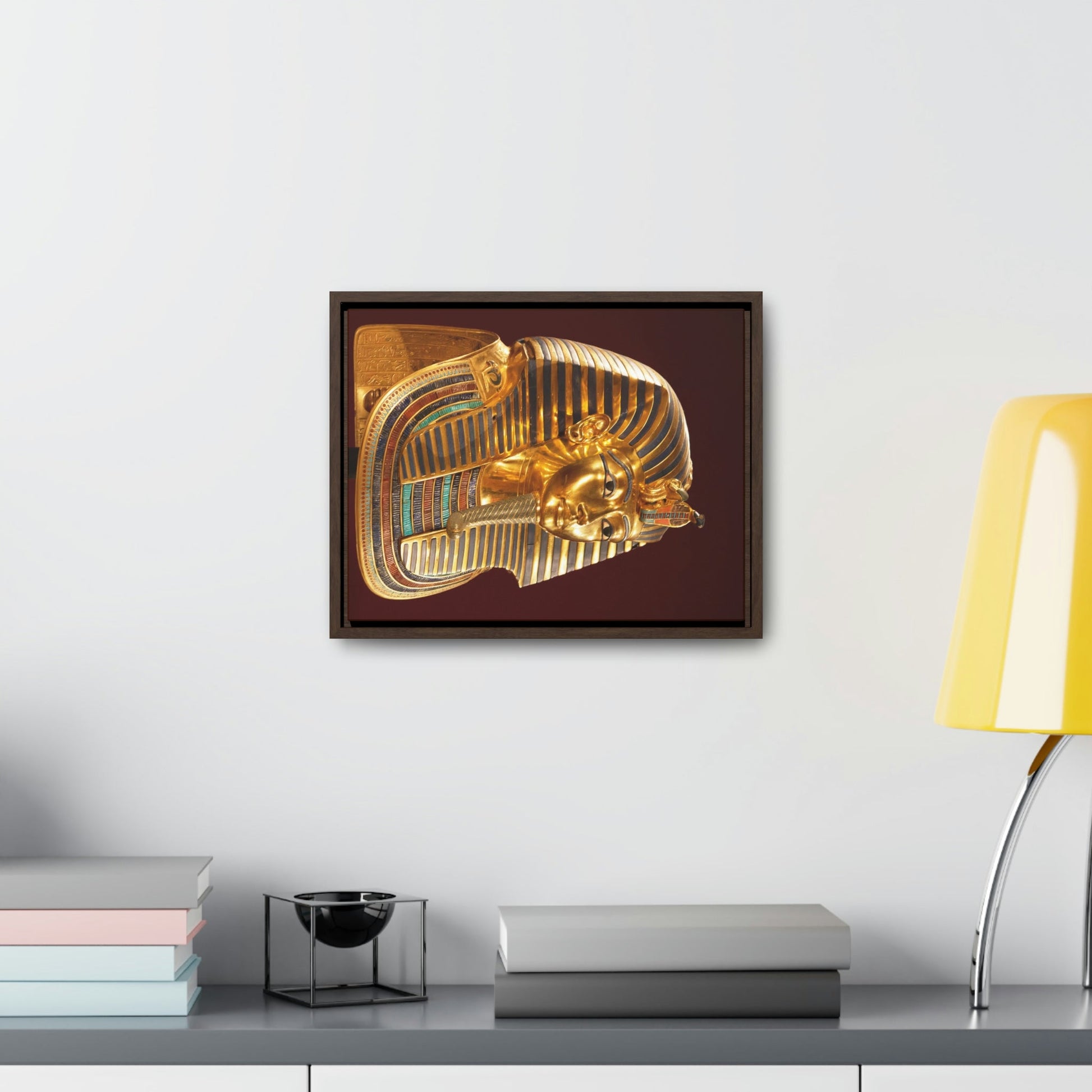 Horizontal Framed Premium Gallery Wrap Canvas - Mask of Tutankhamen Mummy - Egypt - Ancient religions - Green Forest Home