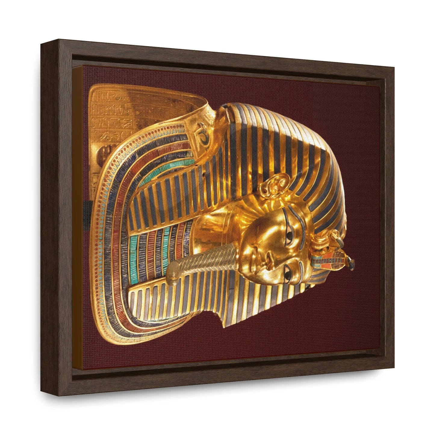 Horizontal Framed Premium Gallery Wrap Canvas - Mask of Tutankhamen Mummy - Egypt - Ancient religions - Green Forest Home