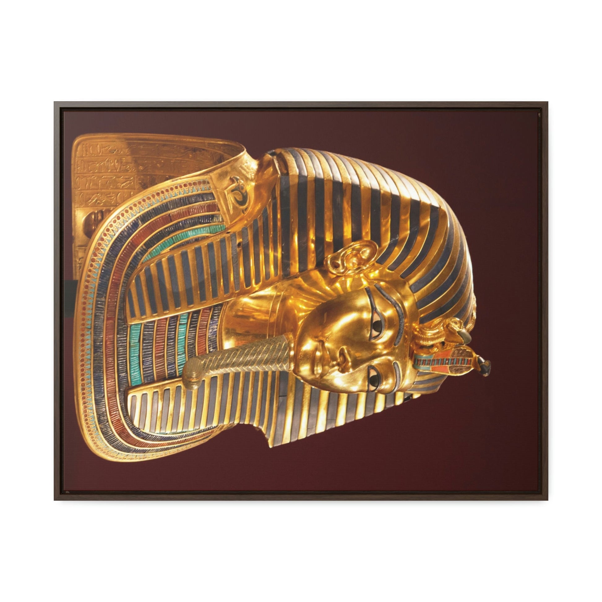 Horizontal Framed Premium Gallery Wrap Canvas - Mask of Tutankhamen Mummy - Egypt - Ancient religions - Green Forest Home