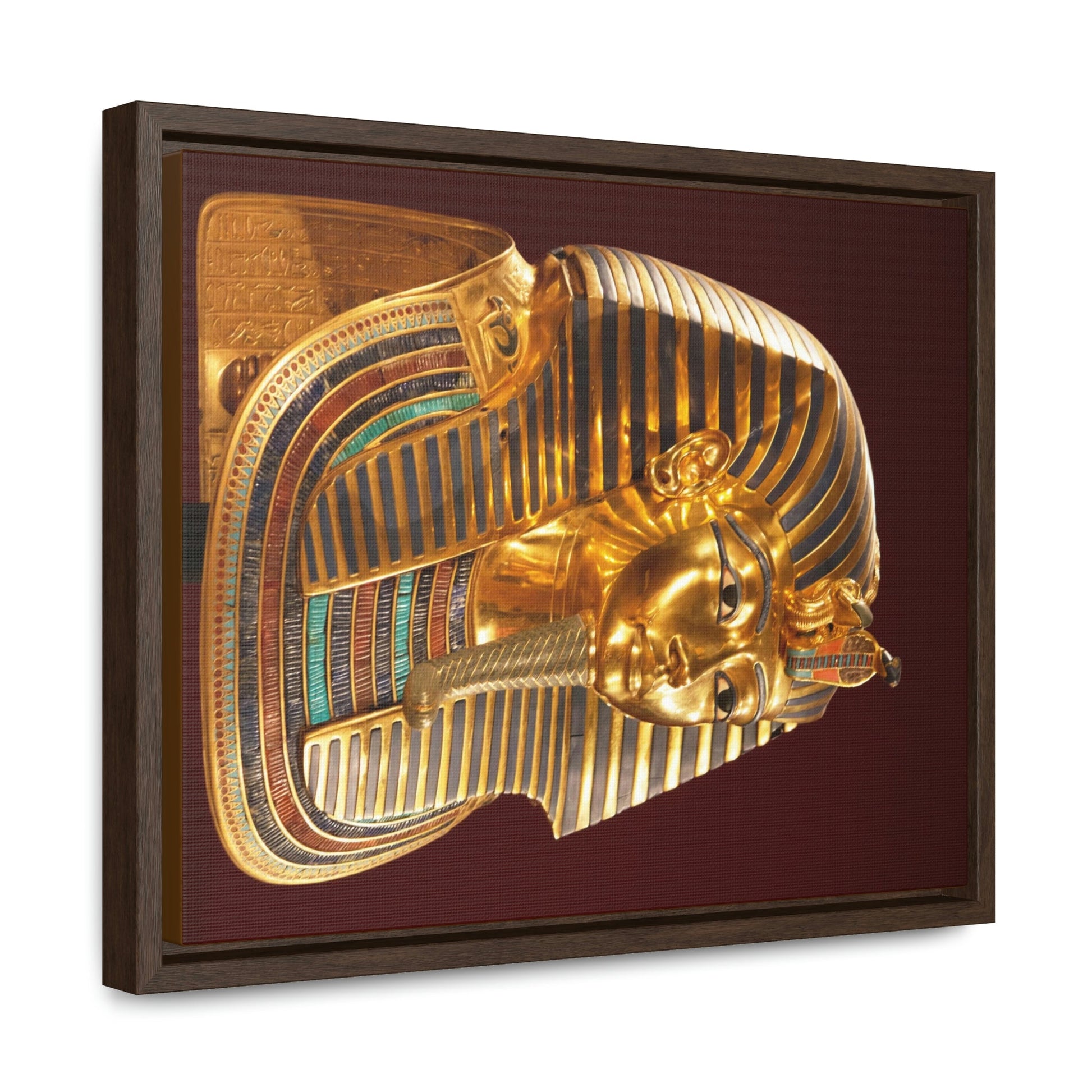 Horizontal Framed Premium Gallery Wrap Canvas - Mask of Tutankhamen Mummy - Egypt - Ancient religions - Green Forest Home