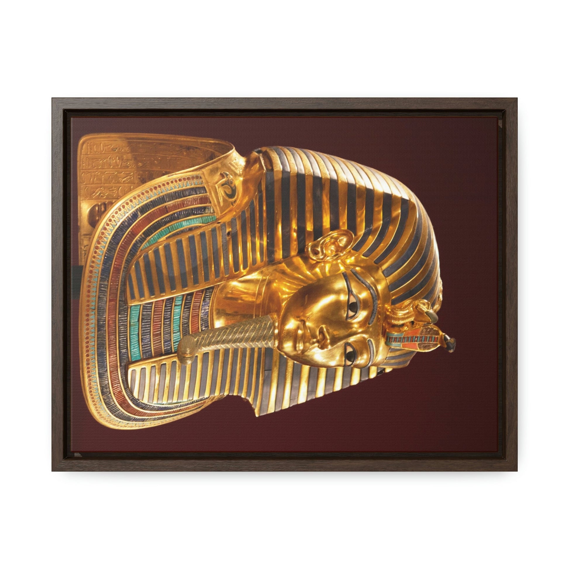 Horizontal Framed Premium Gallery Wrap Canvas - Mask of Tutankhamen Mummy - Egypt - Ancient religions - Green Forest Home