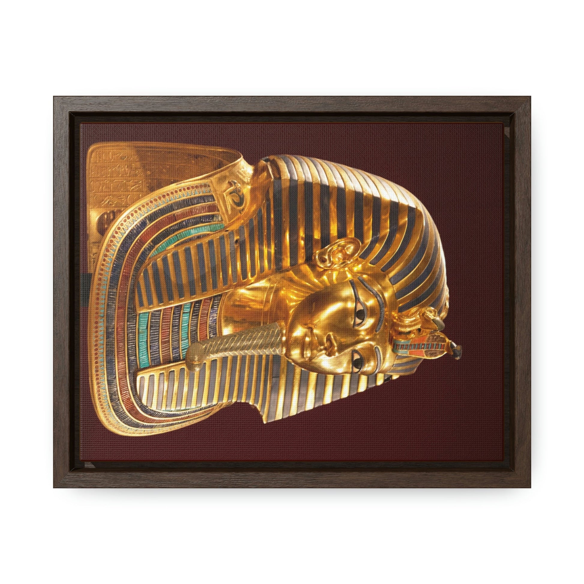 Horizontal Framed Premium Gallery Wrap Canvas - Mask of Tutankhamen Mummy - Egypt - Ancient religions - Green Forest Home