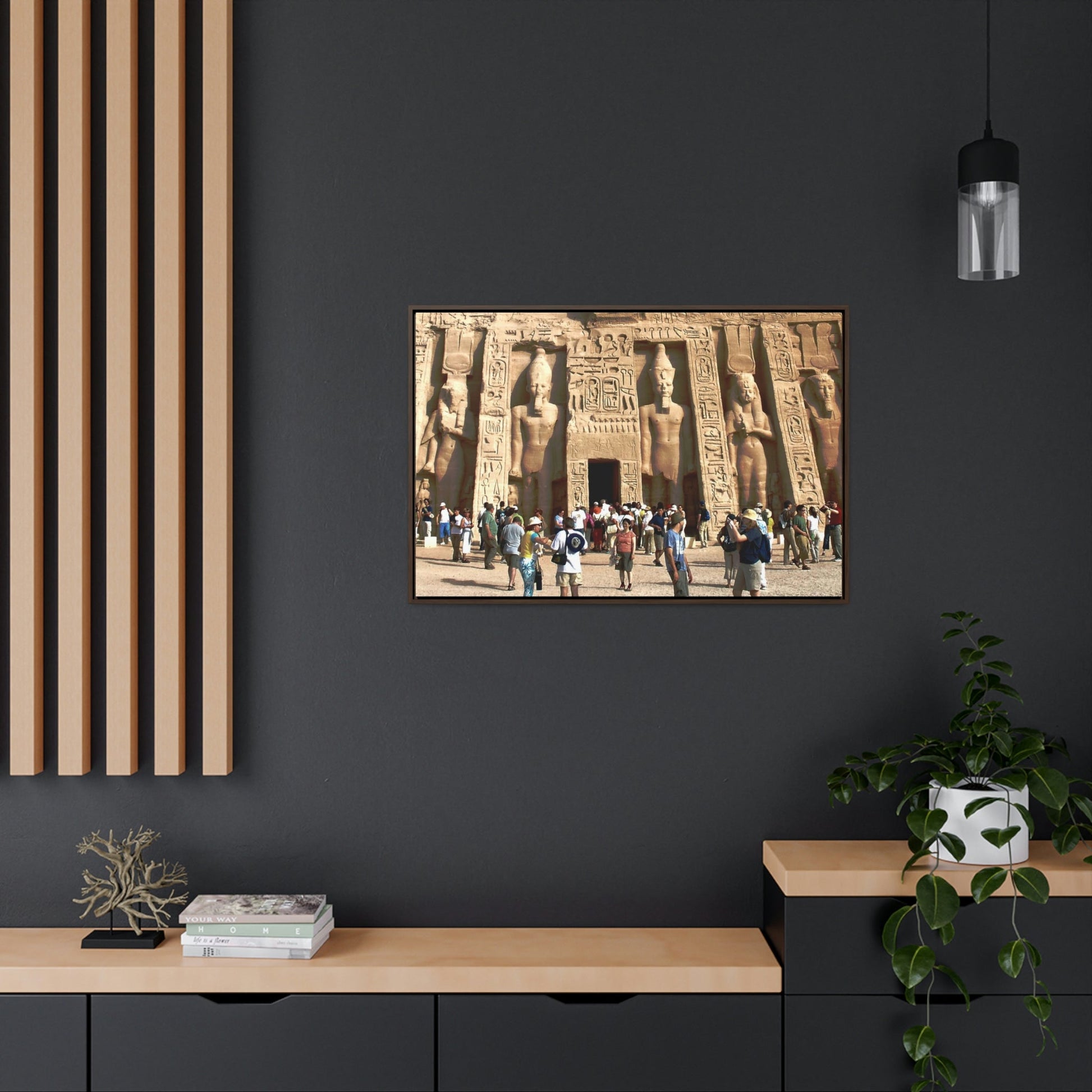 Horizontal Framed Premium Gallery Wrap Canvas - Nefertari Temple in Abu Simbel, Egypt - Ancient religions - Green Forest Home