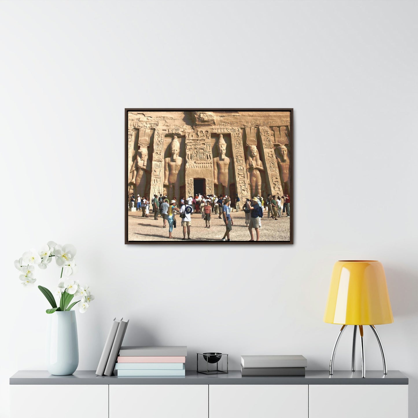 Horizontal Framed Premium Gallery Wrap Canvas - Nefertari Temple in Abu Simbel, Egypt - Ancient religions - Green Forest Home