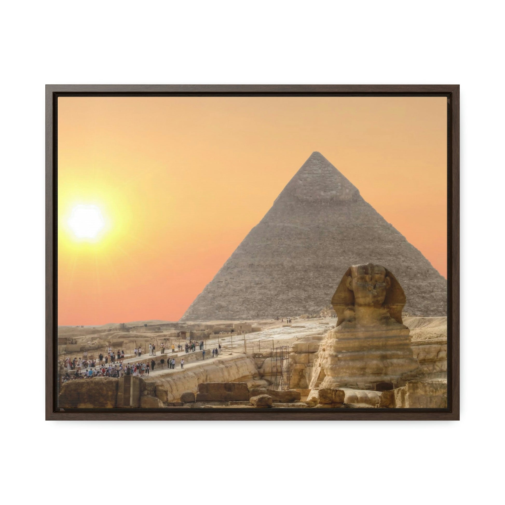 Horizontal Framed Premium Gallery Wrap Canvas - The Great Sphinx of Giza and Pyramid - Egypt - Ancient religions - Green Forest Home