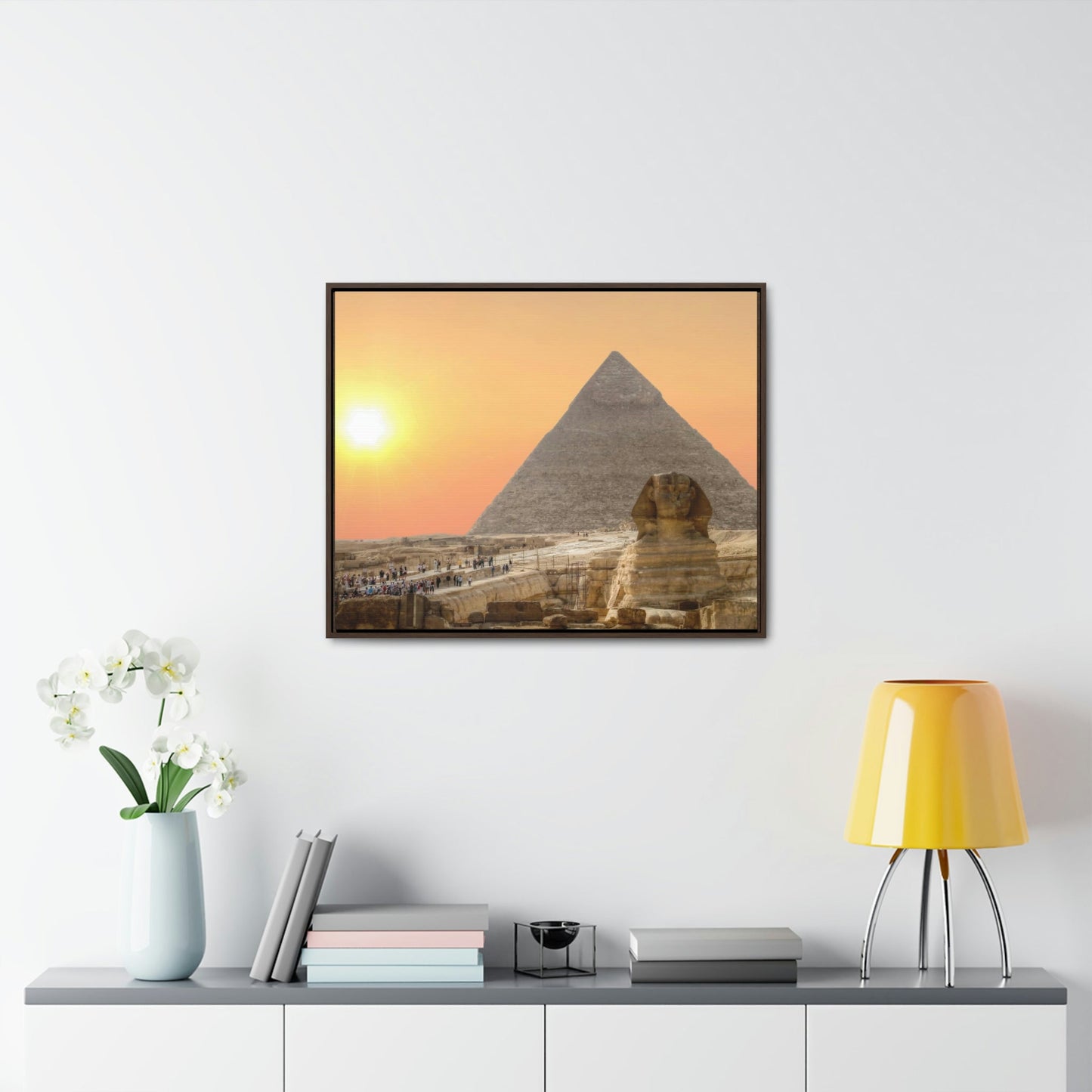 Horizontal Framed Premium Gallery Wrap Canvas - The Great Sphinx of Giza and Pyramid - Egypt - Ancient religions - Green Forest Home